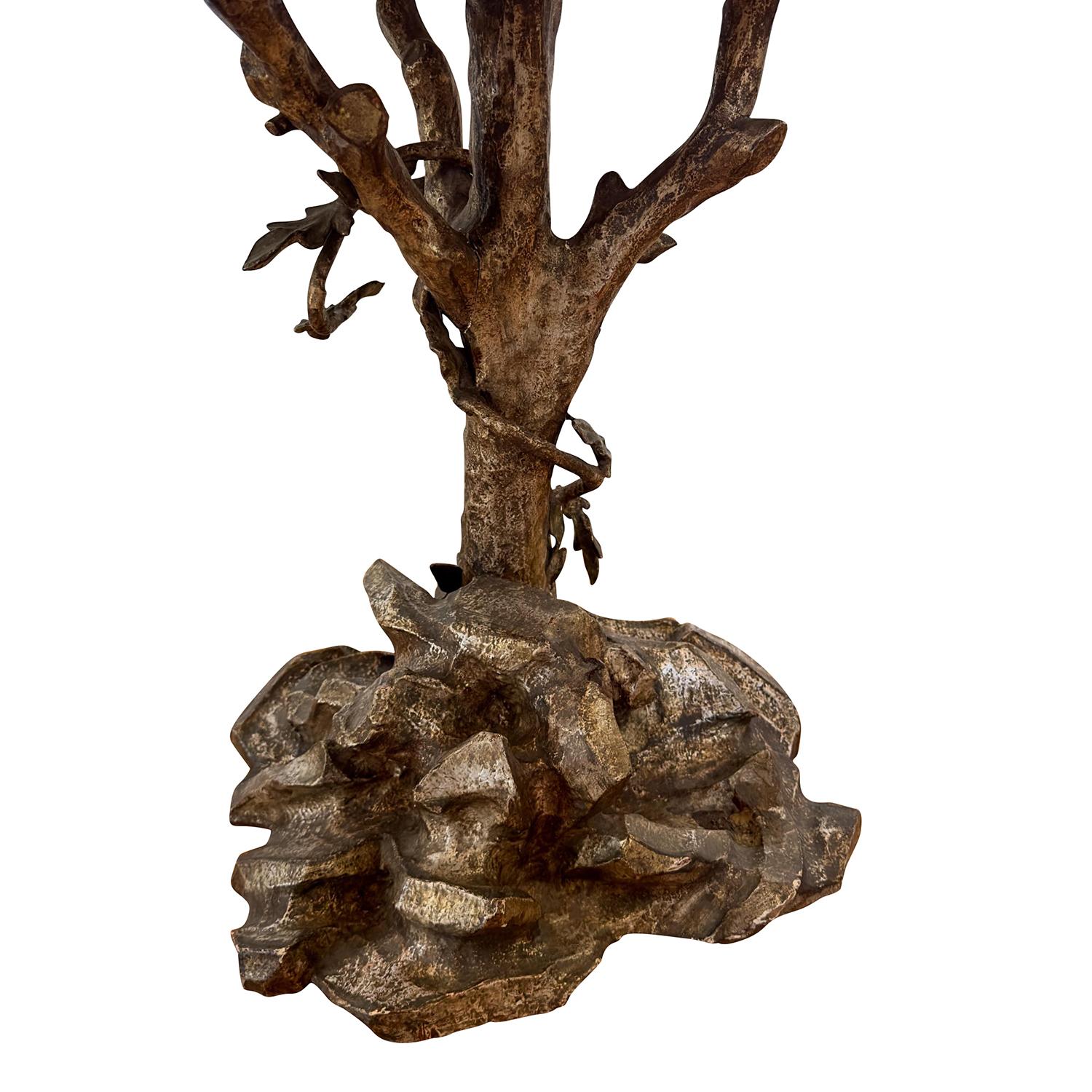 Sculpté à la main Table de canapé française du 19ème siècle en faux bois de marbre - Table sculpturale ancienne en vente