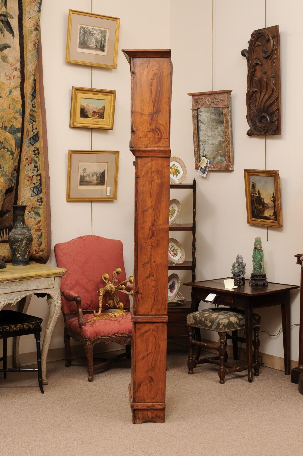 19th Century French Faux Bois Painted Tallcase Clock with Pressed Gilt Metal For Sale 7