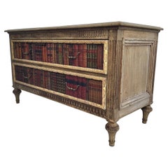 19th Century French Faux Book 2 Drawer Commode