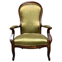 Fauteuil Voltaire français du 19ème siècle en faux bois de rose