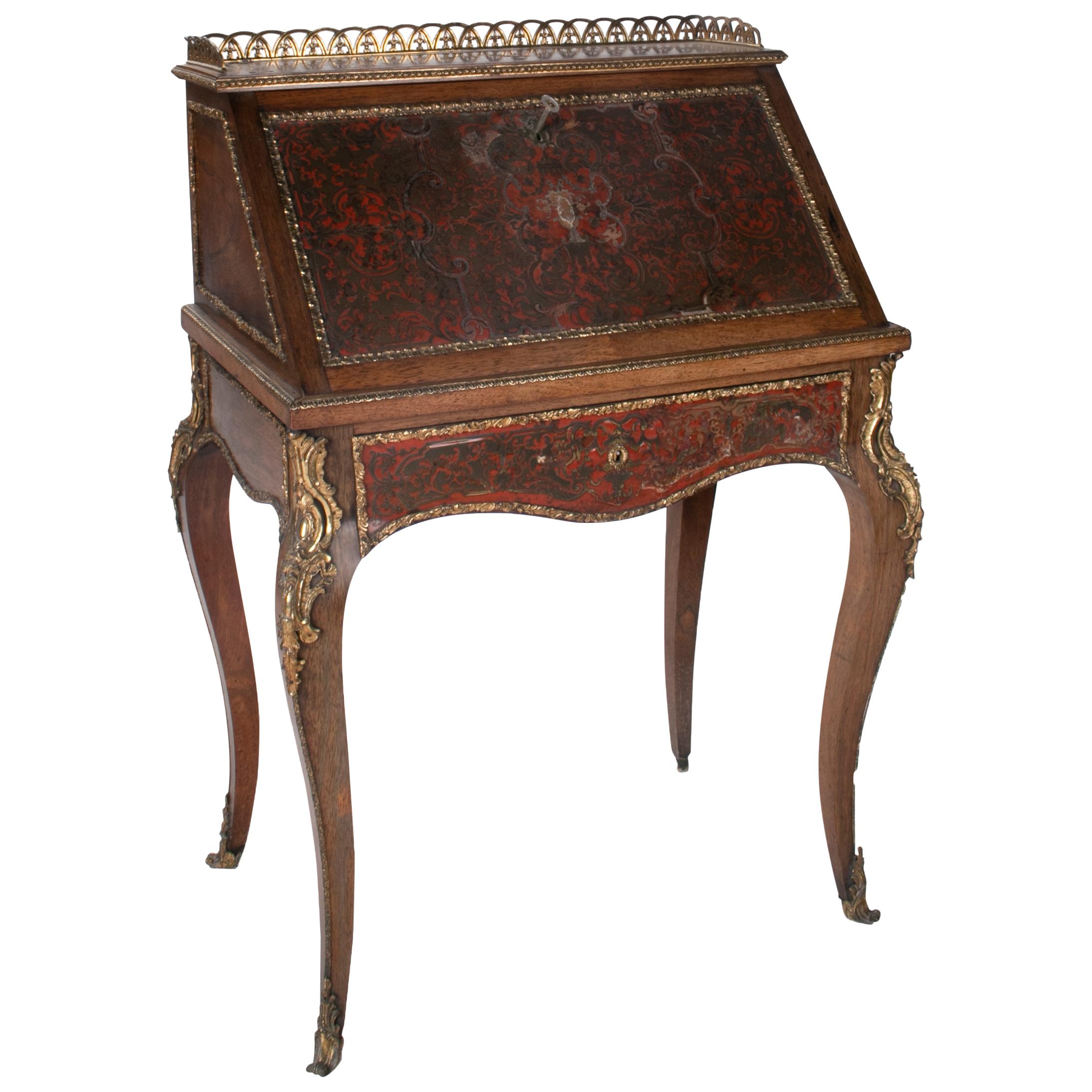 19th Century French Feminine Boulle Bureau