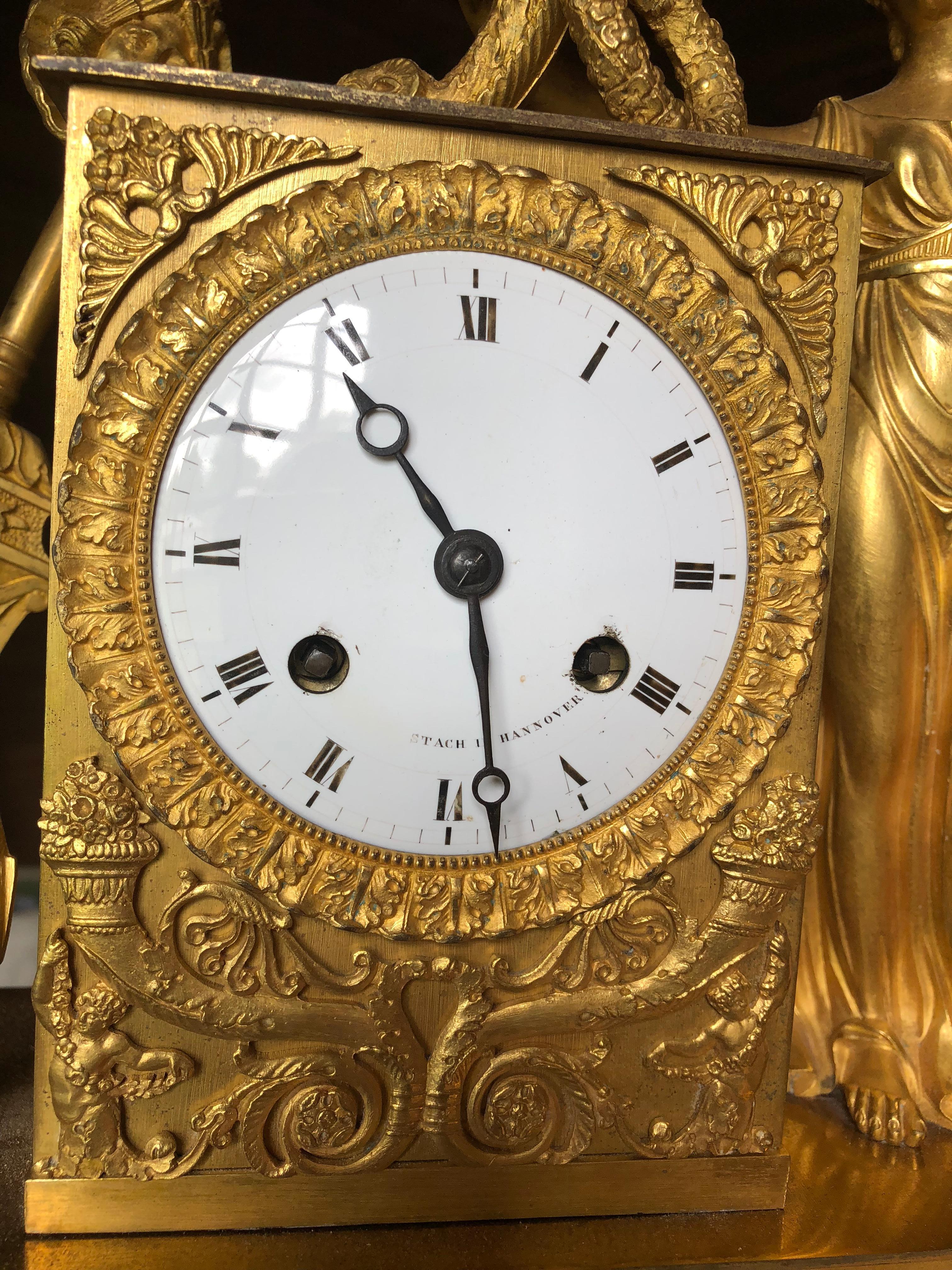 Empire 19th Century French Figural Mantel Clock, Maritime Theme