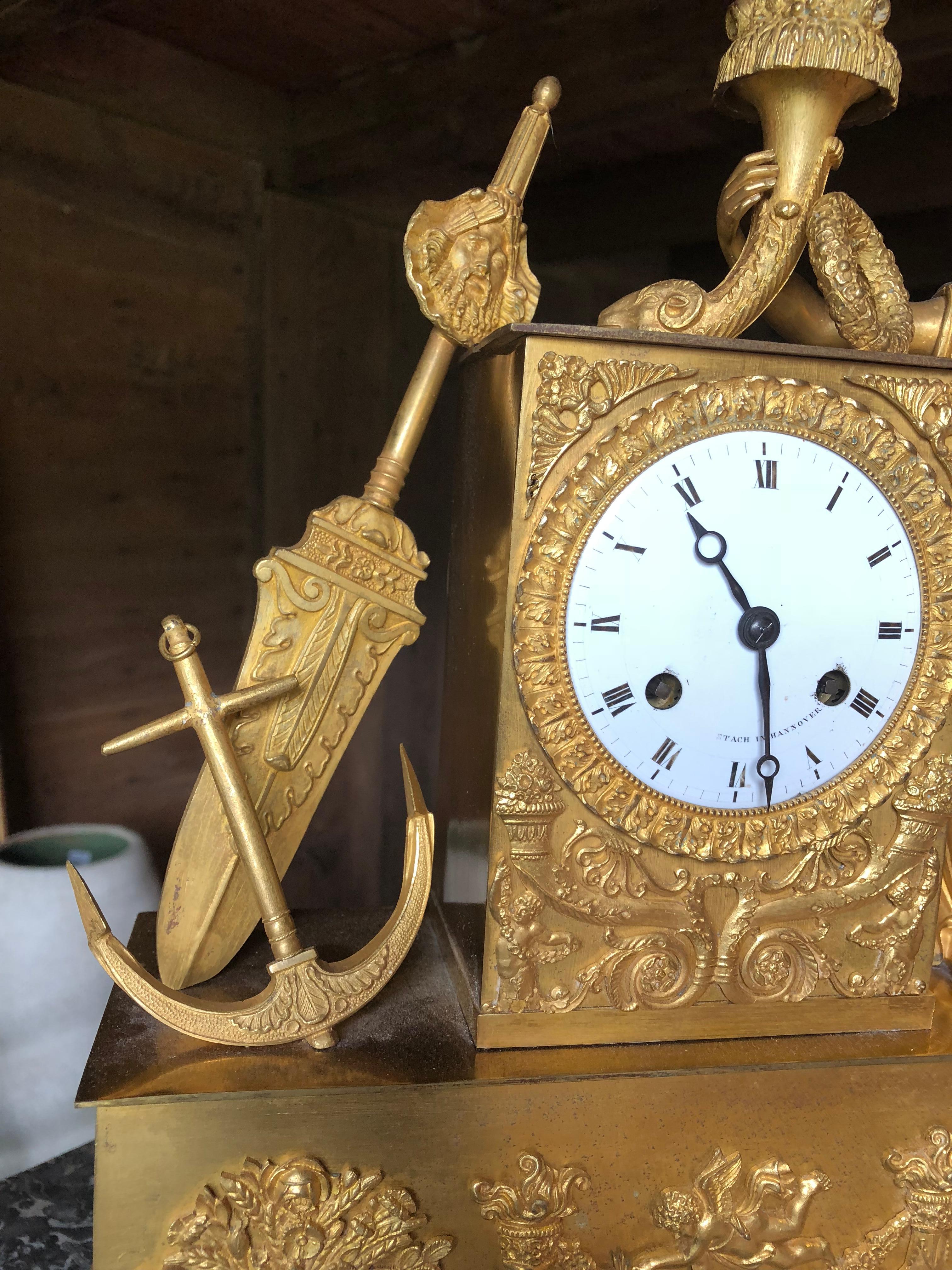 19th Century French Figural Mantel Clock, Maritime Theme In Excellent Condition In Doylestown, PA