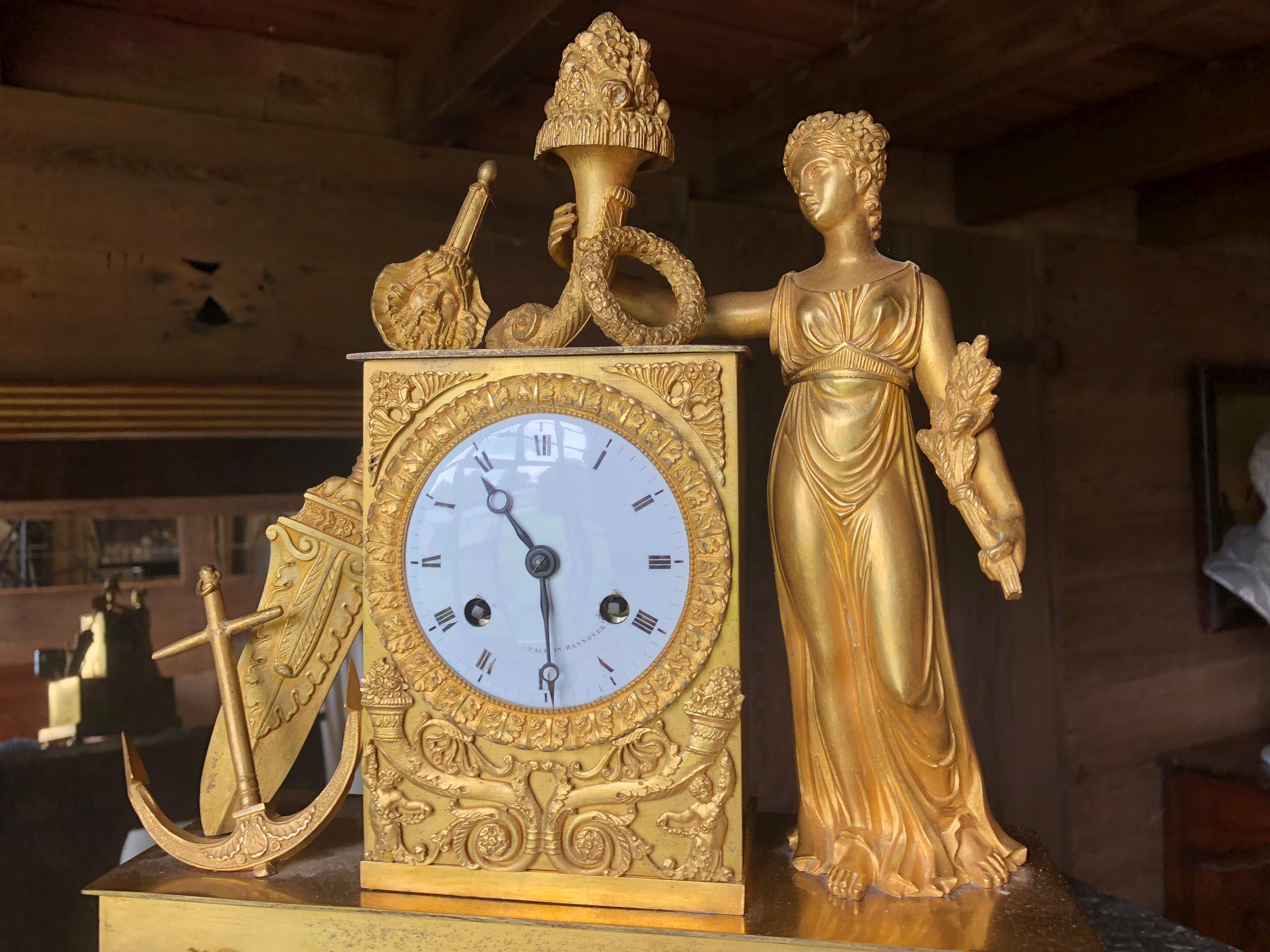 Bronze 19th Century French Figural Mantel Clock, Maritime Theme