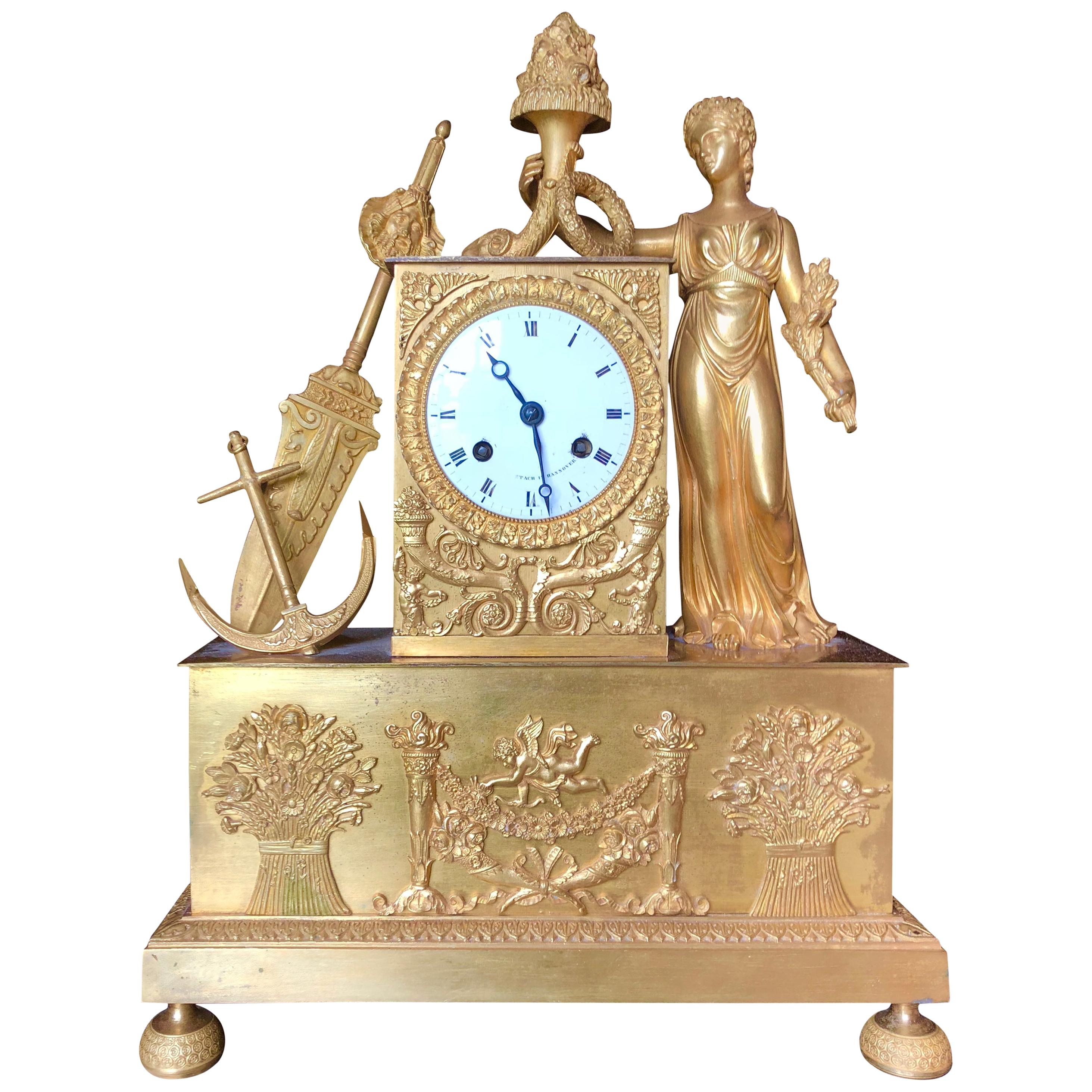 19th Century French Figural Mantel Clock, Maritime Theme