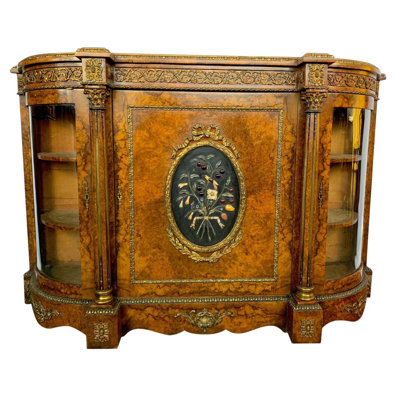 19th Century French Figured Walnut Credenza For Sale
