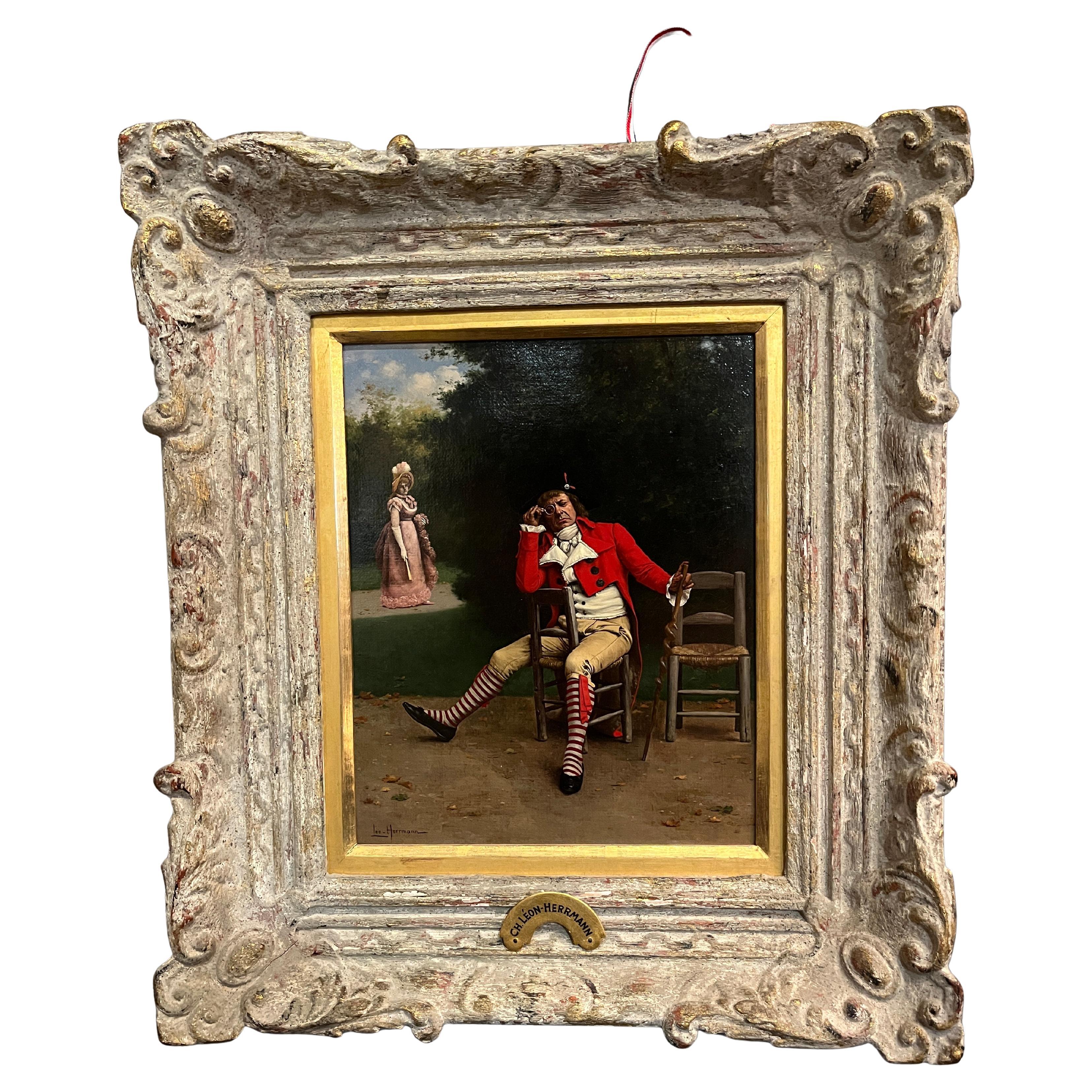 Figuras francesas del siglo XIX en un parque Charles Leon-Herrmann en venta
