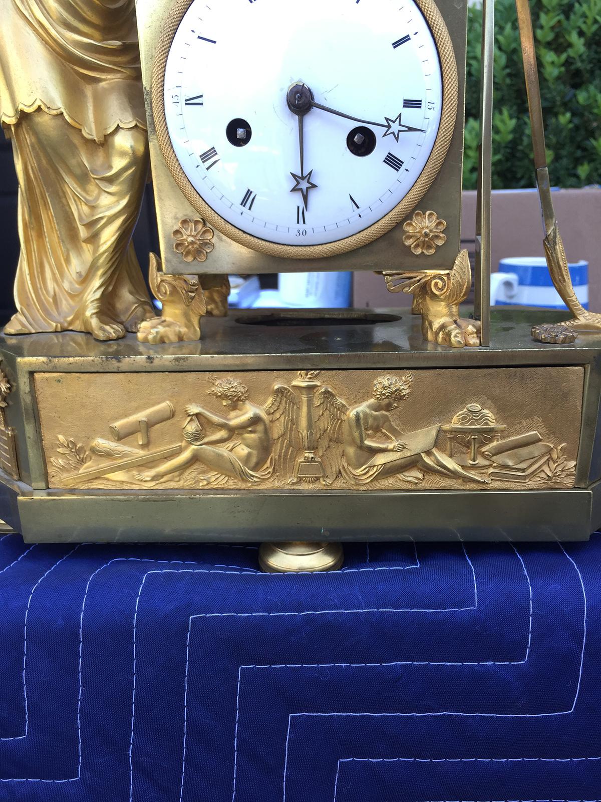 19th Century French Fire Gilded Clock For Sale 3
