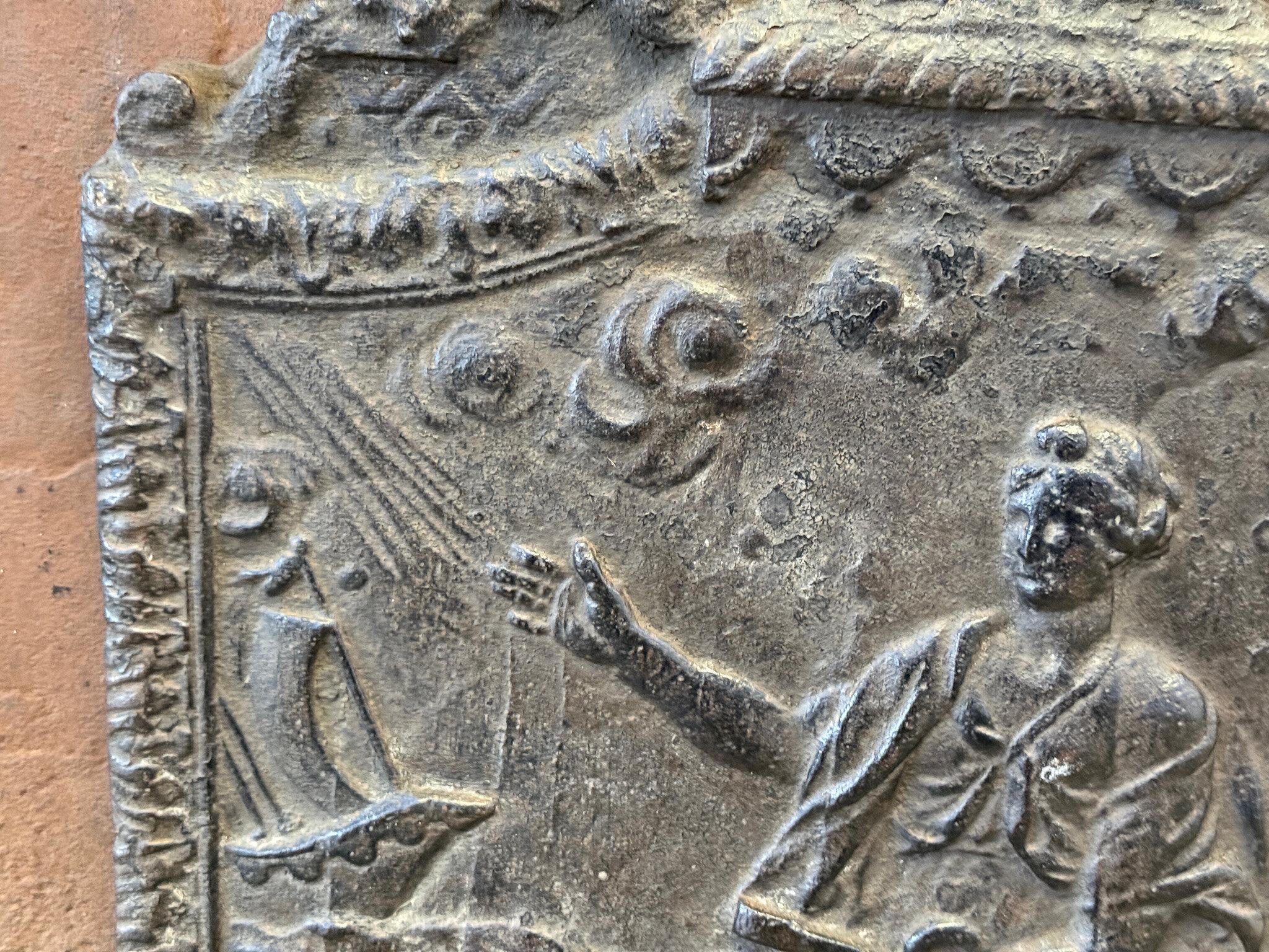 Iron 19th Century French Fireback / Backsplash 'Allegory of Navigation' For Sale