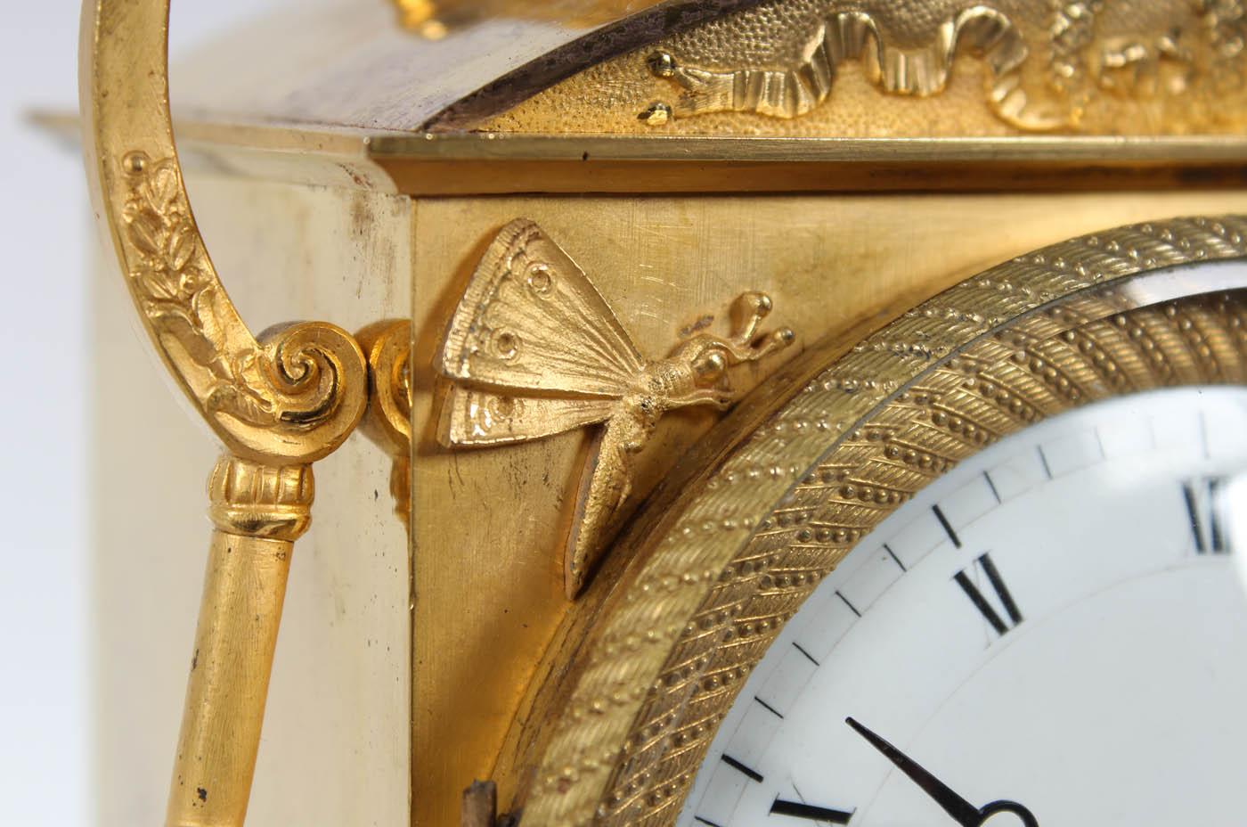 Gilt 19th Century French Firegilt Mantel Clock, Fireplace Clock, Empire, circa 1820