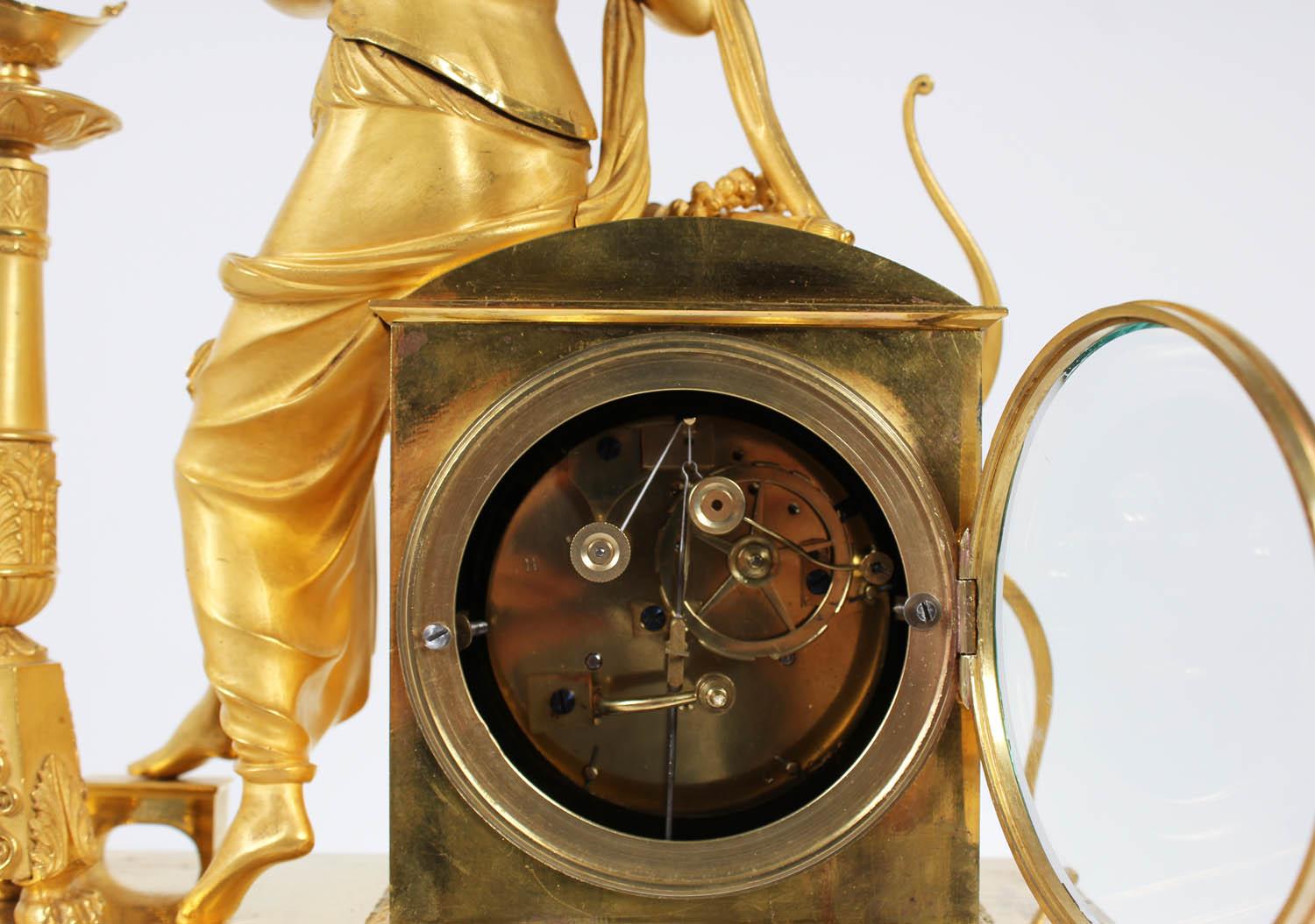 19th Century French Firegilt Mantel Clock, Fireplace Clock, Empire, circa 1820 2