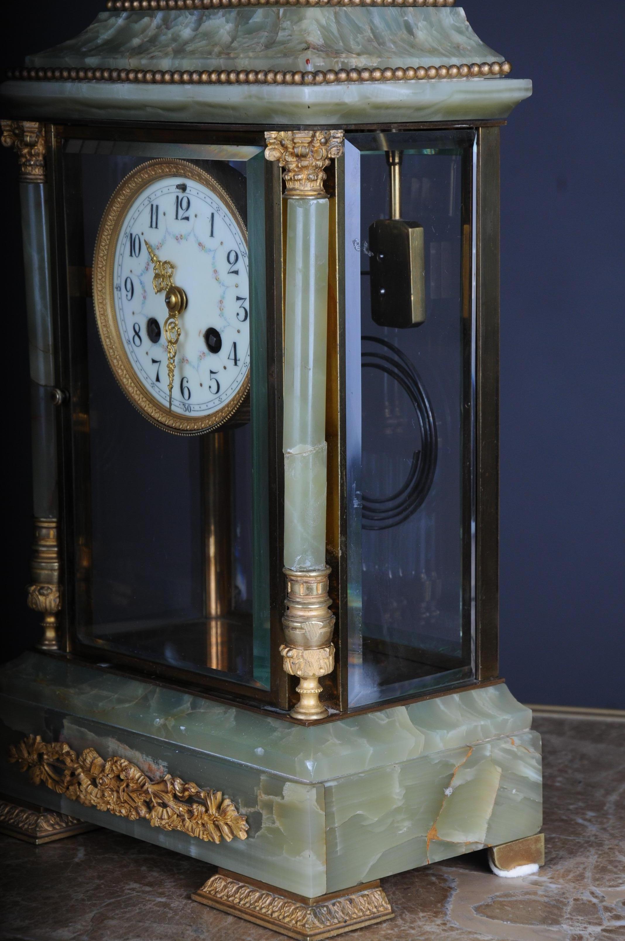 19th Century French Fireplace Clock Onyx 1889 L.Marti et Cie Napoleon III For Sale 1