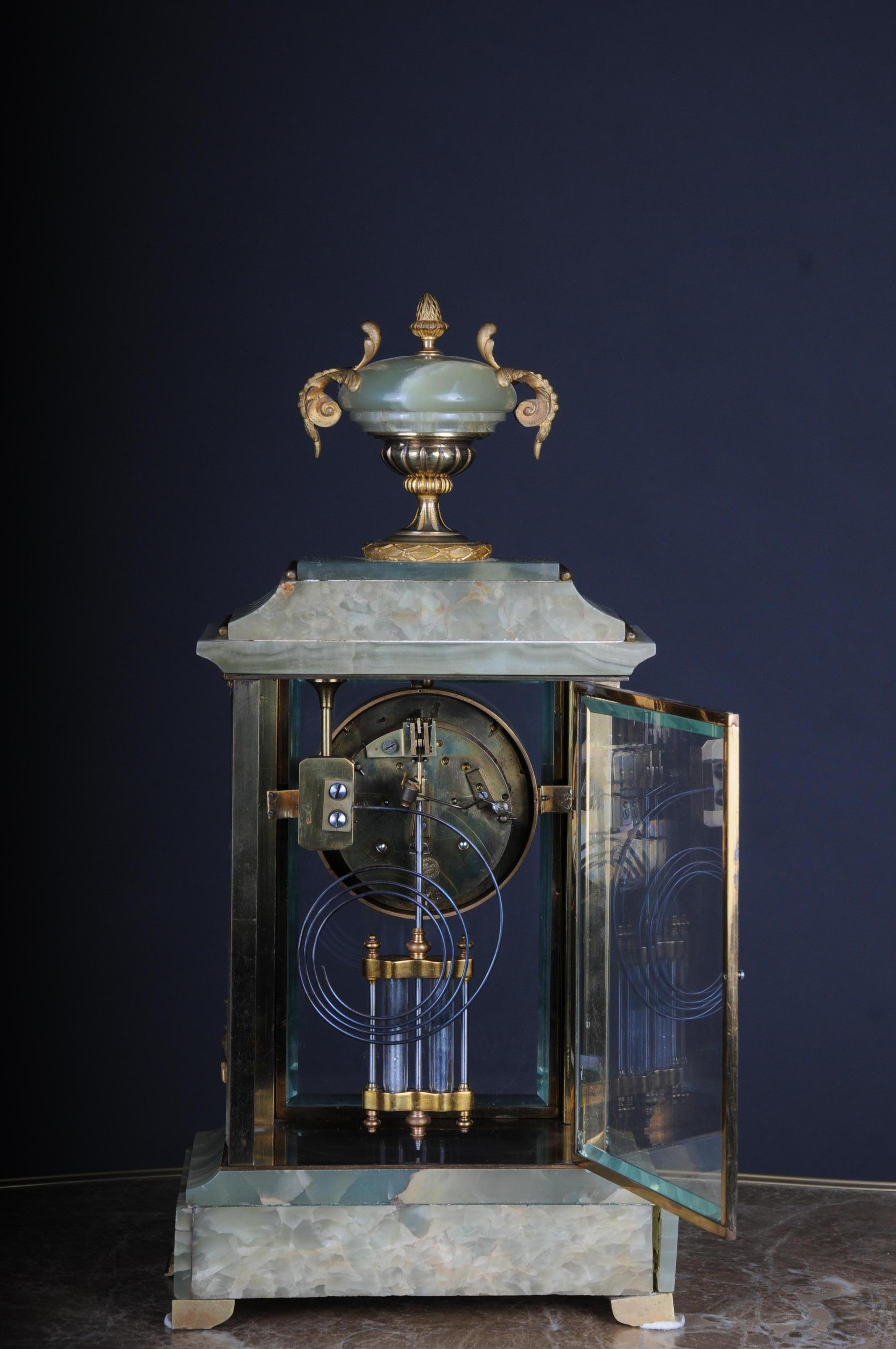 19th Century French Fireplace Clock Onyx 1889 L.Marti et Cie Napoleon III For Sale 3