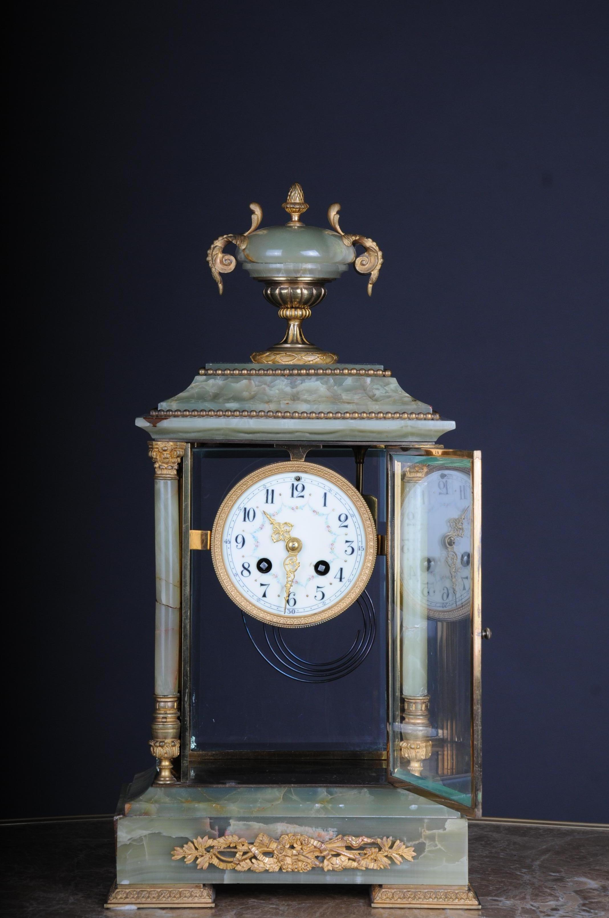 19th Century French Fireplace Clock Onyx 1889 L.Marti et Cie Napoleon III For Sale 5