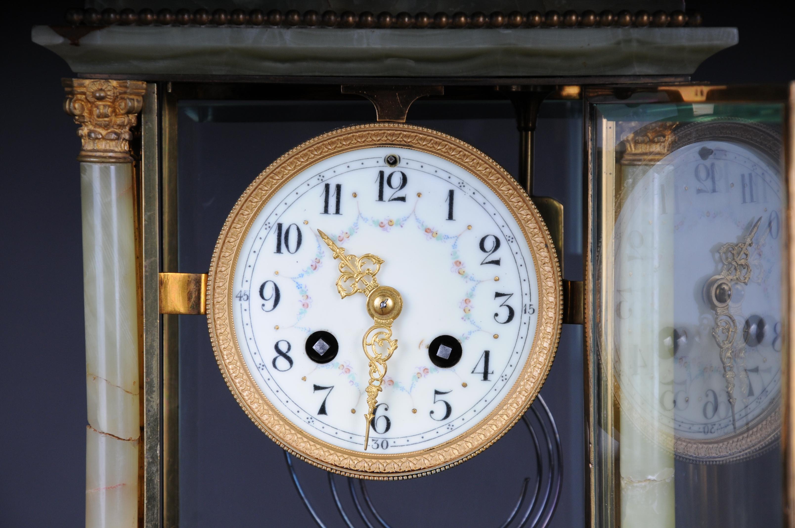 19th Century French Fireplace Clock Onyx 1889 L.Marti et Cie Napoleon III For Sale 7