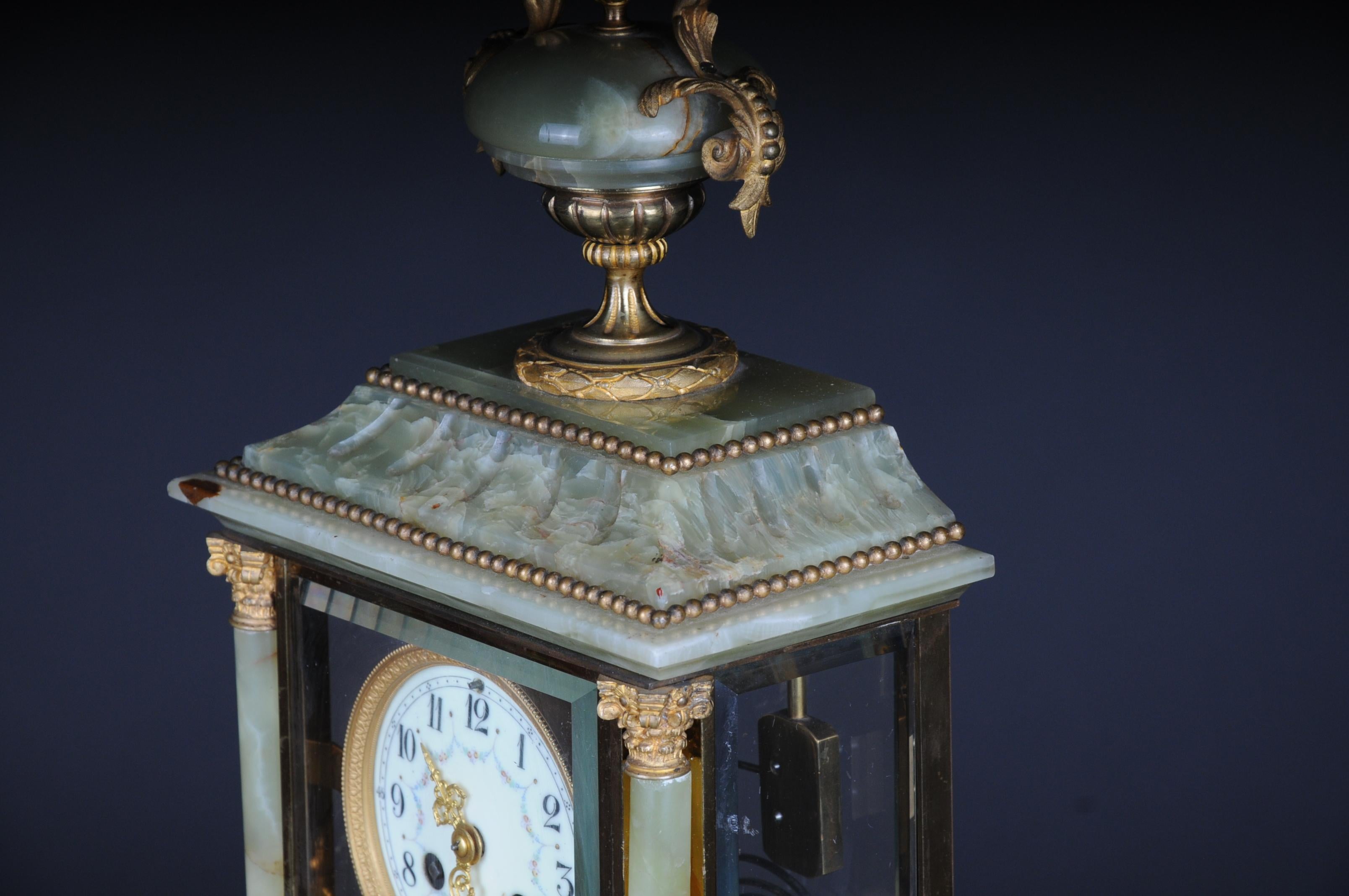 Late 19th Century 19th Century French Fireplace Clock Onyx 1889 L.Marti et Cie Napoleon III For Sale