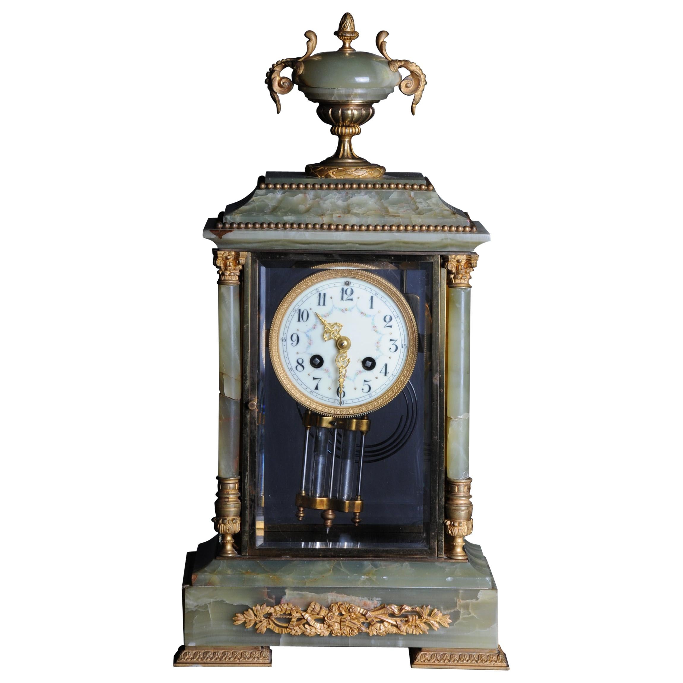 Orologio da camino francese del XIX secolo in onice 1889 L. Marti et Cie Napoleone III