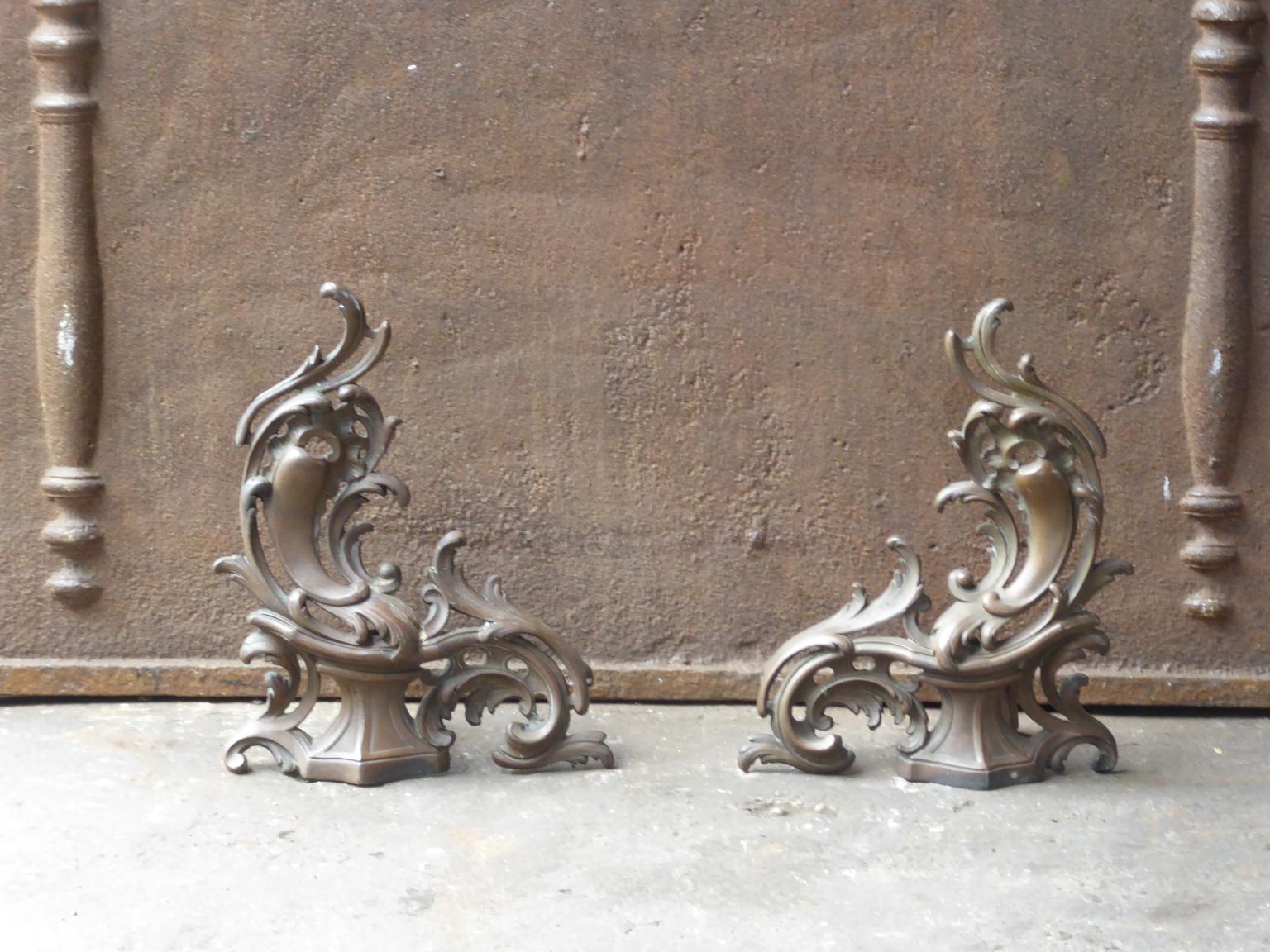 19th century French Louis XV style fire fender made of brass. The fender consists of two pieces, which can be put in front of the fireplace.
 
 
 




  