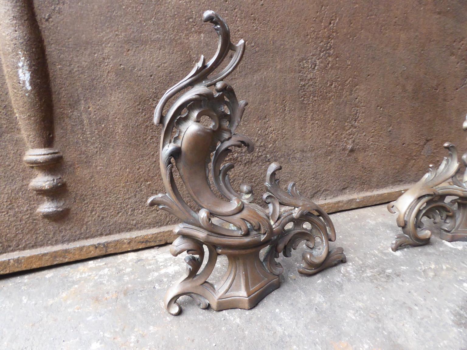 Brass 19th Century French Fireplace Fender, Louis XV Style For Sale
