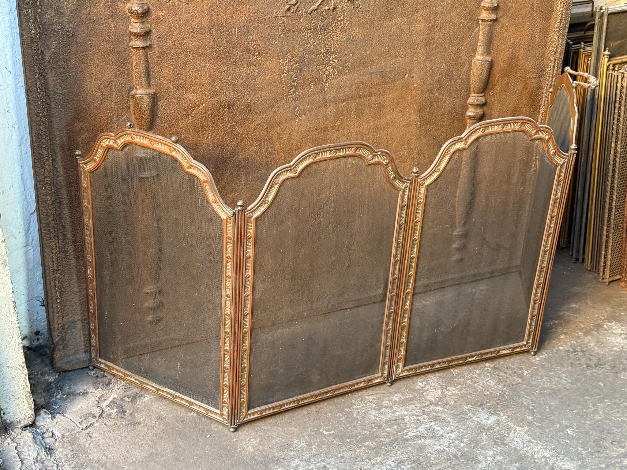 Brass 19th Century French Fireplace Screen, Napoleon III Period