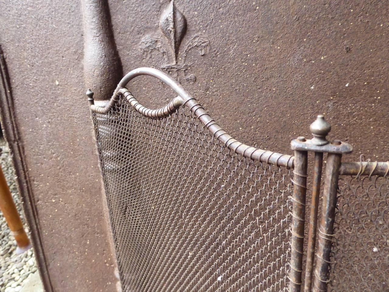 Iron 19th Century French Fireplace Screen or Fire Screen