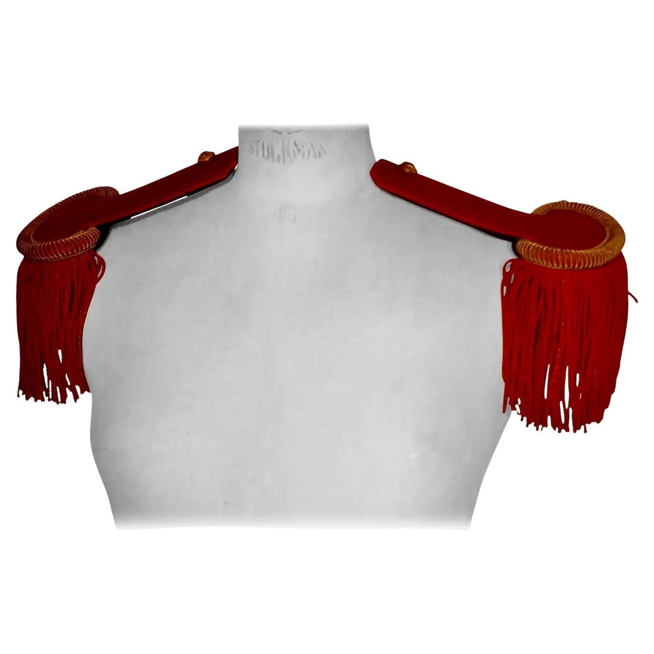 19th Century French First Officer’s Uniform Red Epaulettes For Sale