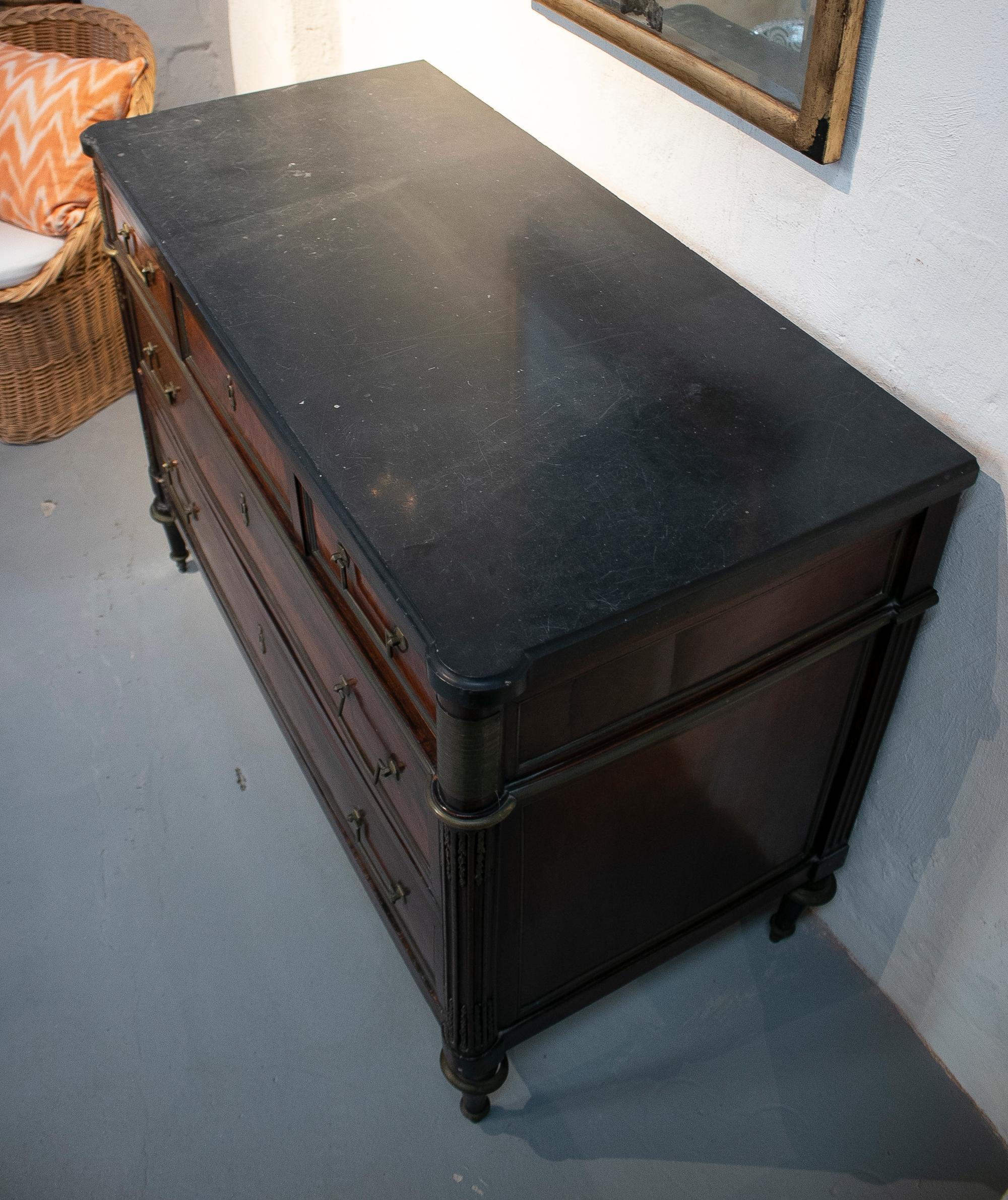 19th Century French Five-Drawer Chest with Bronze Decorations For Sale 4