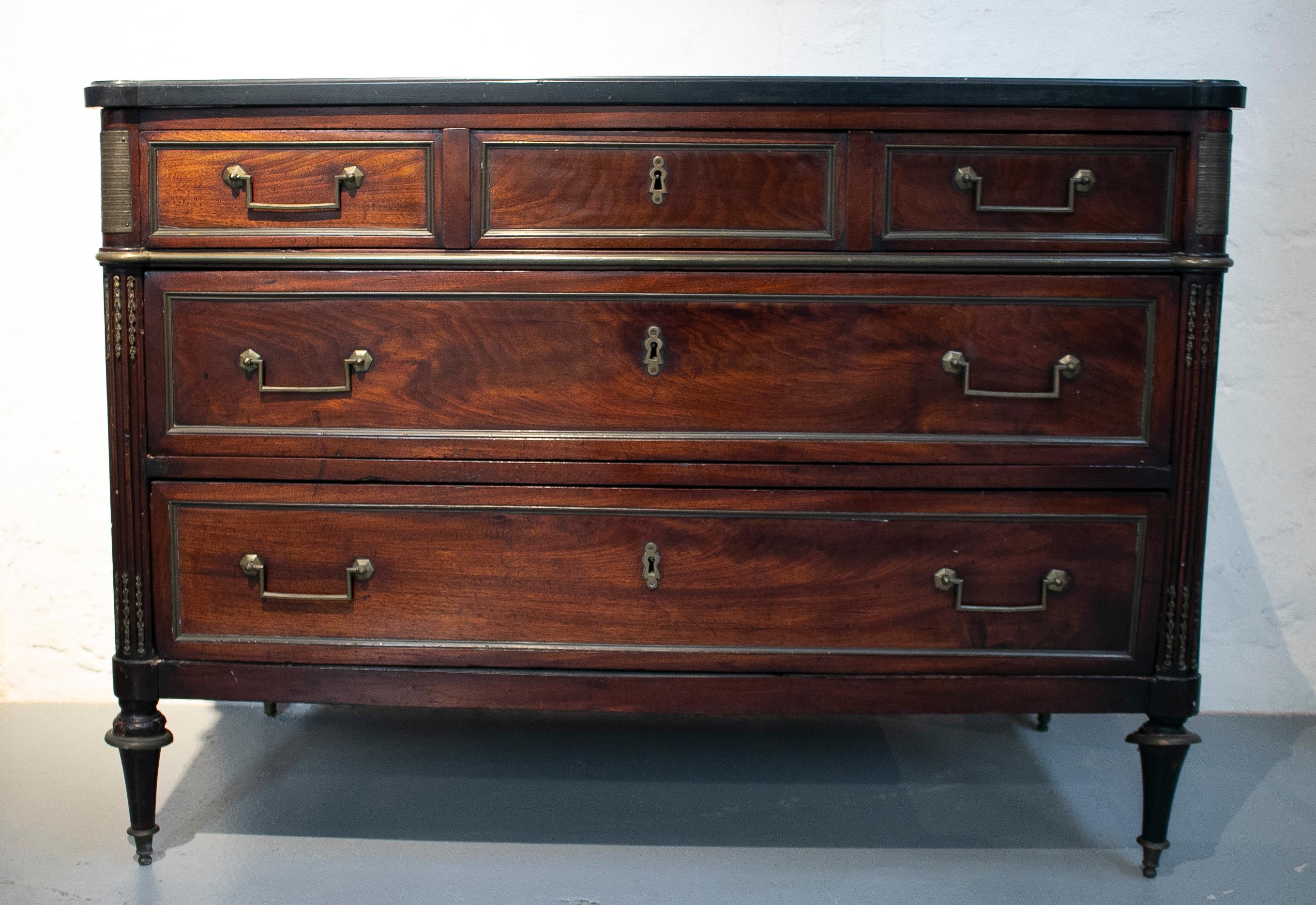 19th Century French Five-Drawer Chest with Bronze Decorations For Sale 5