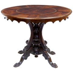 19th Century French Flame Mahogany Mechanised Lazy Susan Center Table