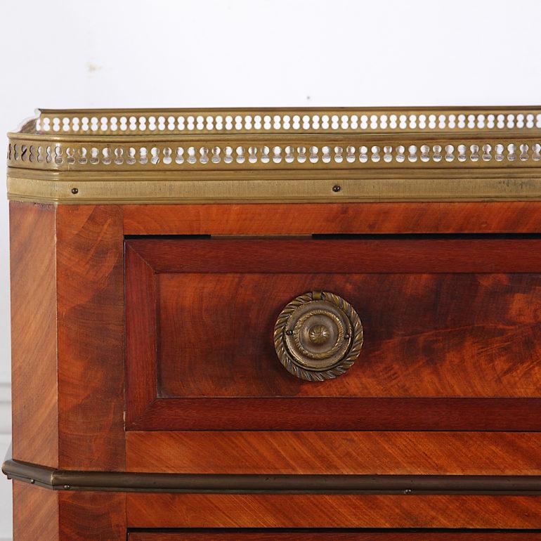 19th Century French Flame Mahogany Semainier Seven Drawer Chest Secretaire In Good Condition In Vancouver, British Columbia