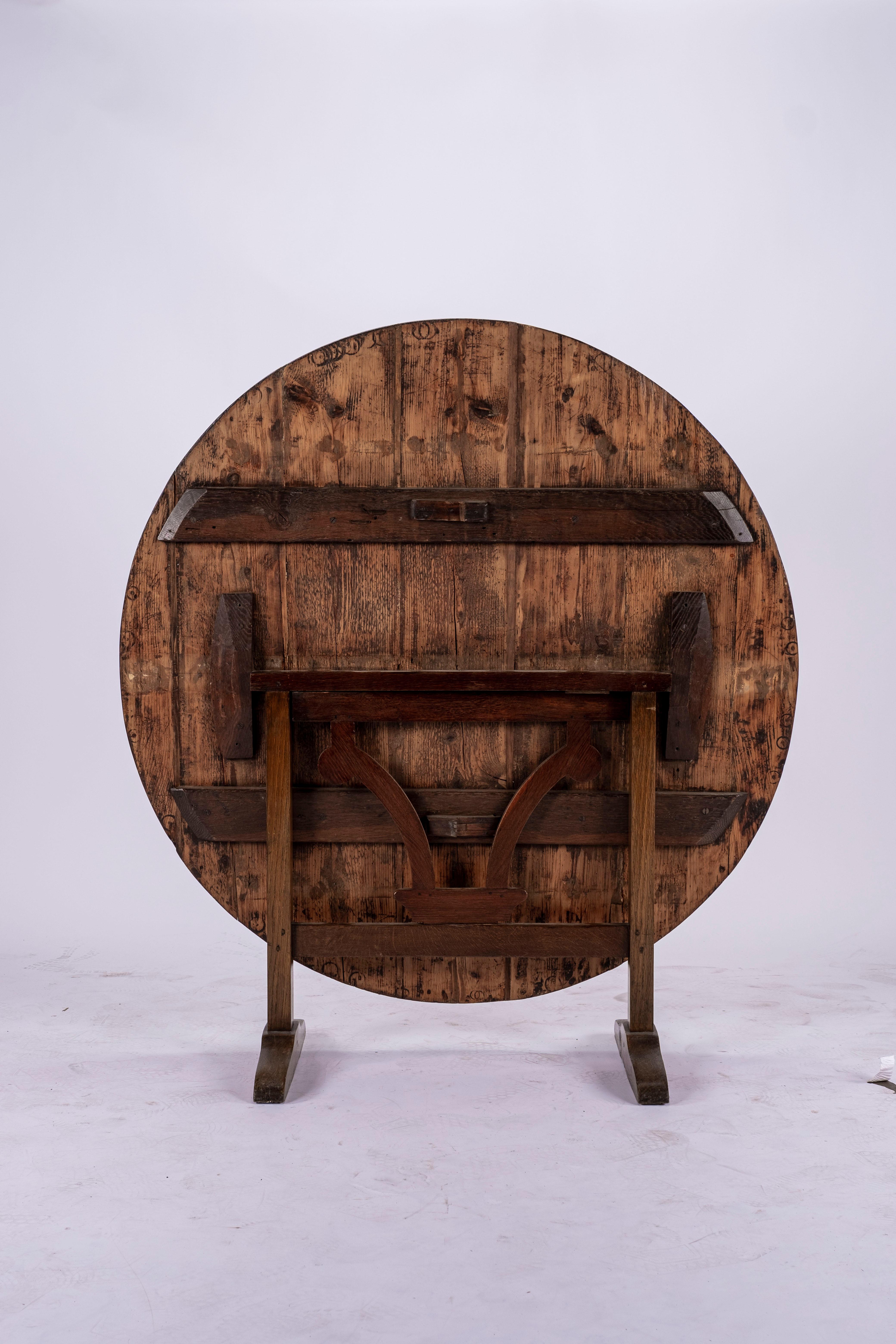 19th Century French Flip Top Wine Table For Sale 5