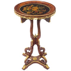 Antique 19th Century French Floral Marquetry Kingwood Occasional Table