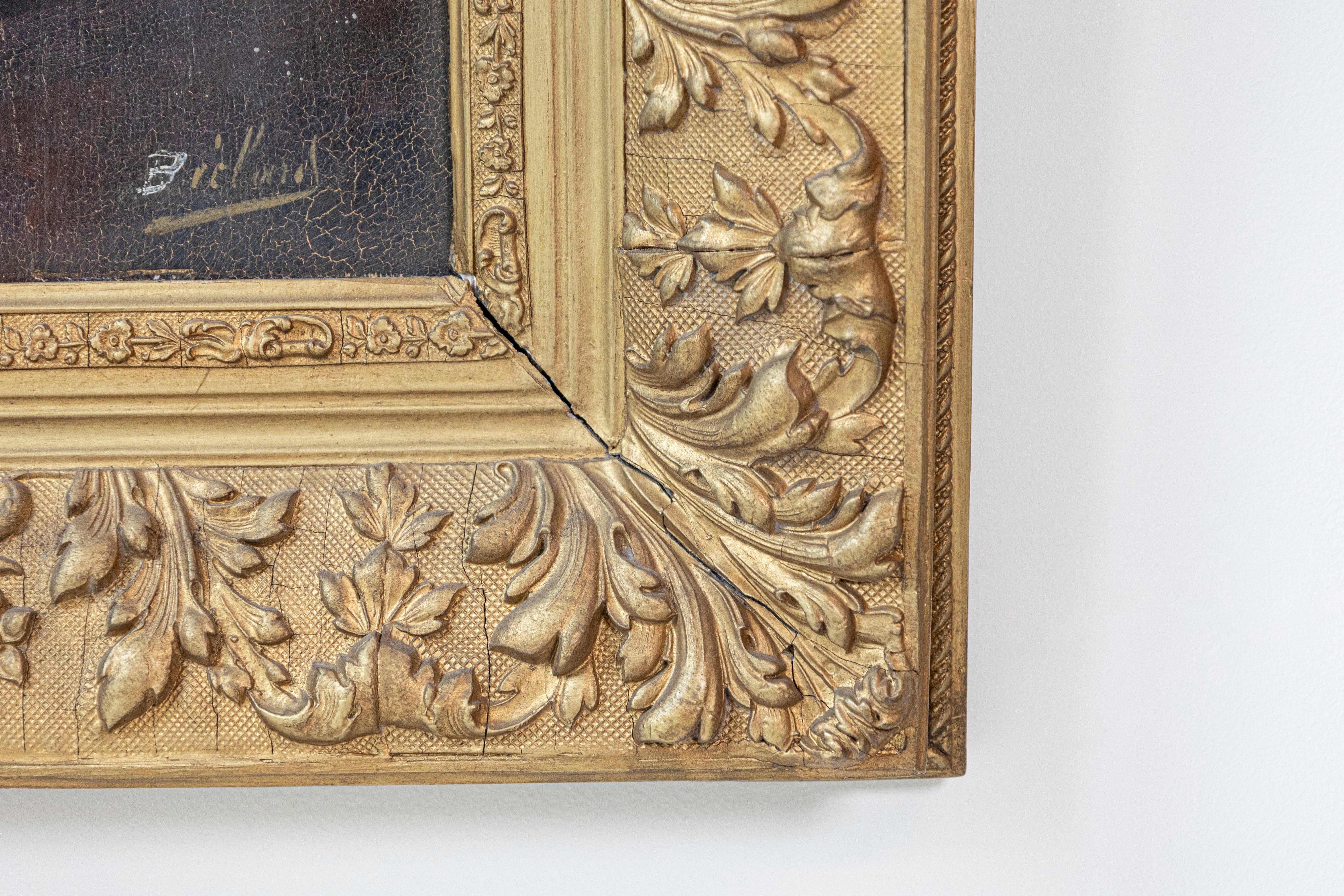 19th Century French Floral Still-Life Painting Depicting Roses in Original Frame In Good Condition For Sale In Atlanta, GA