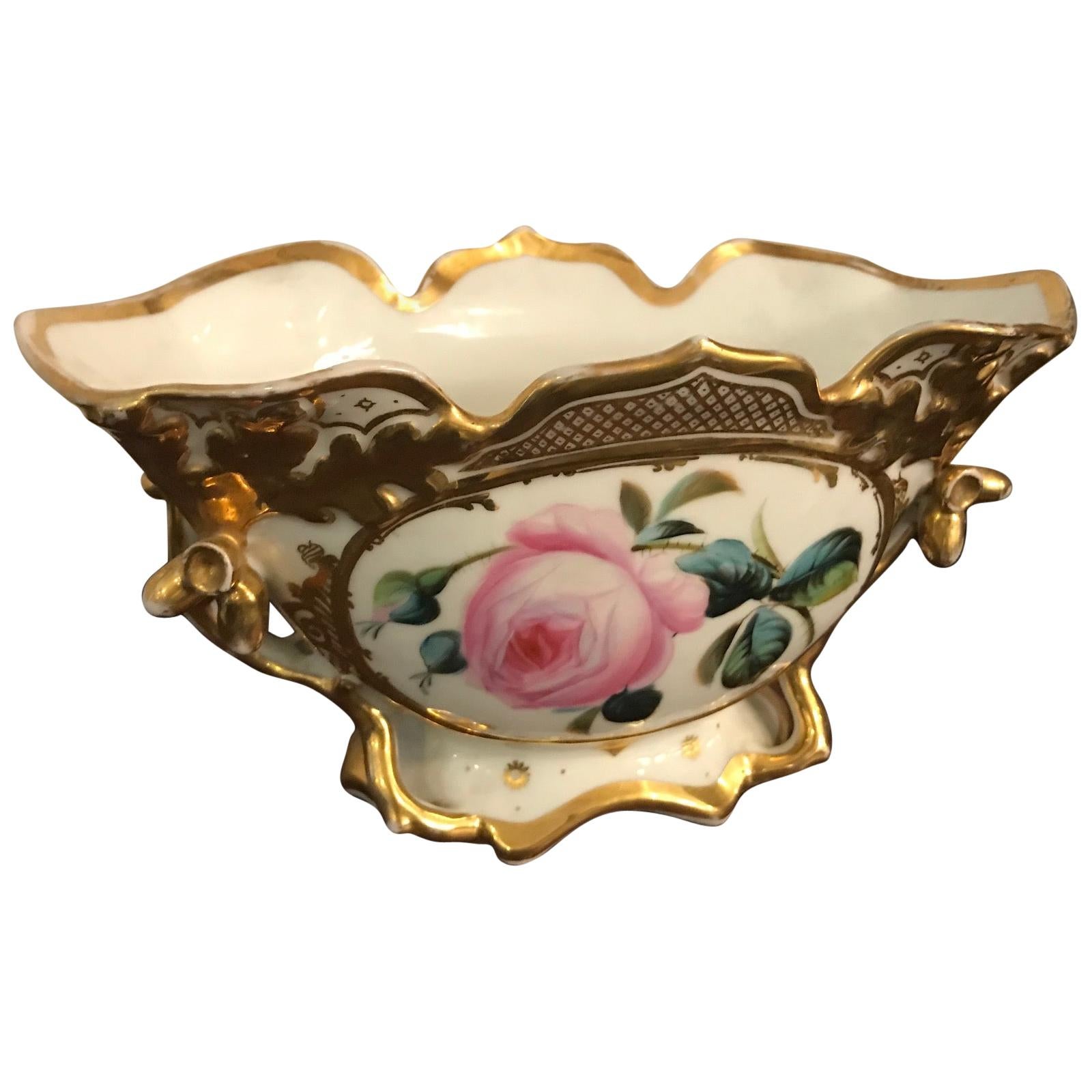 19th Century French Flowers Decoration Wedding Vase, 1850s