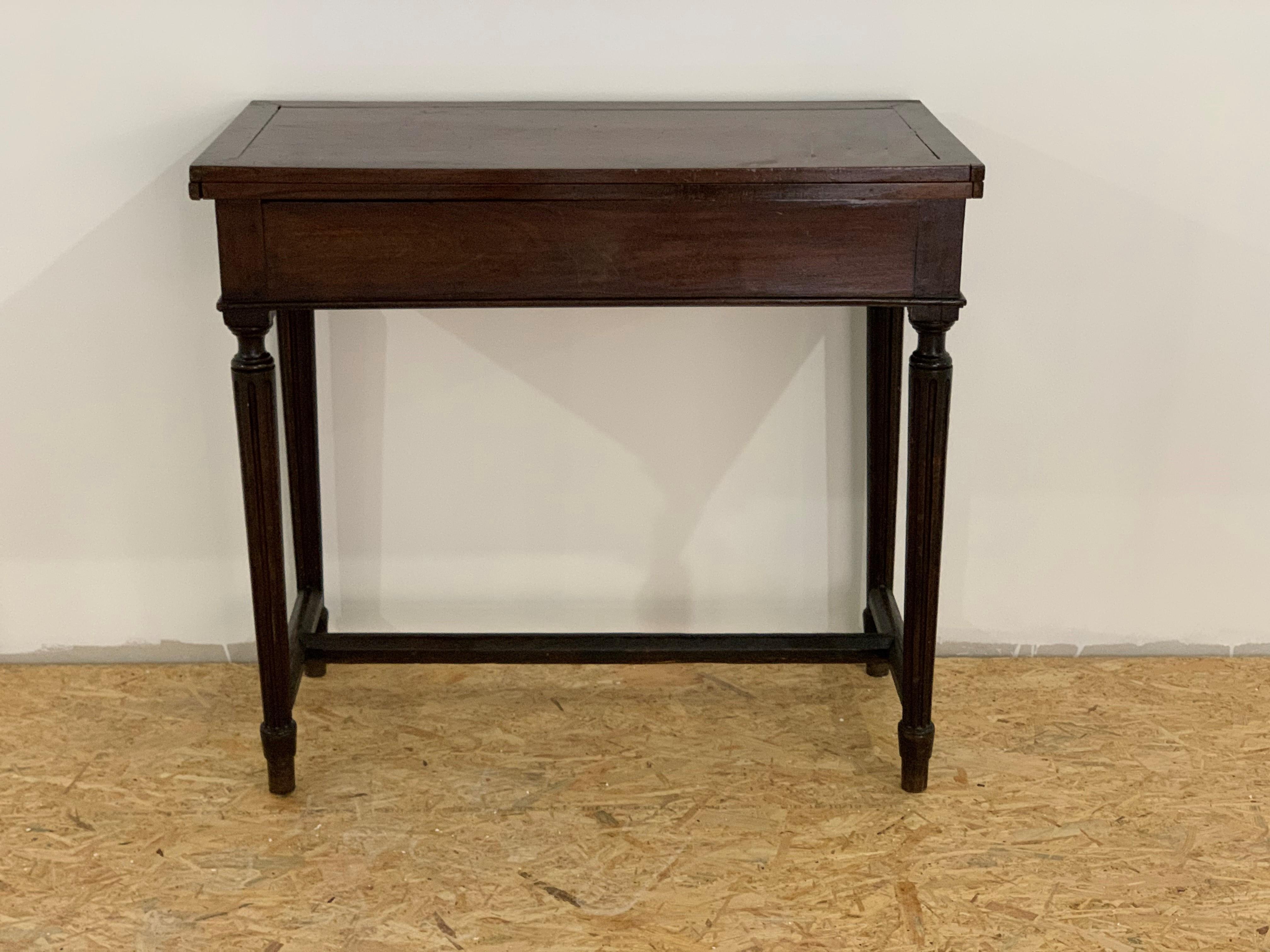 Spanish Colonial 19th Century French Fold over Mahogany Games or Tea Table For Sale