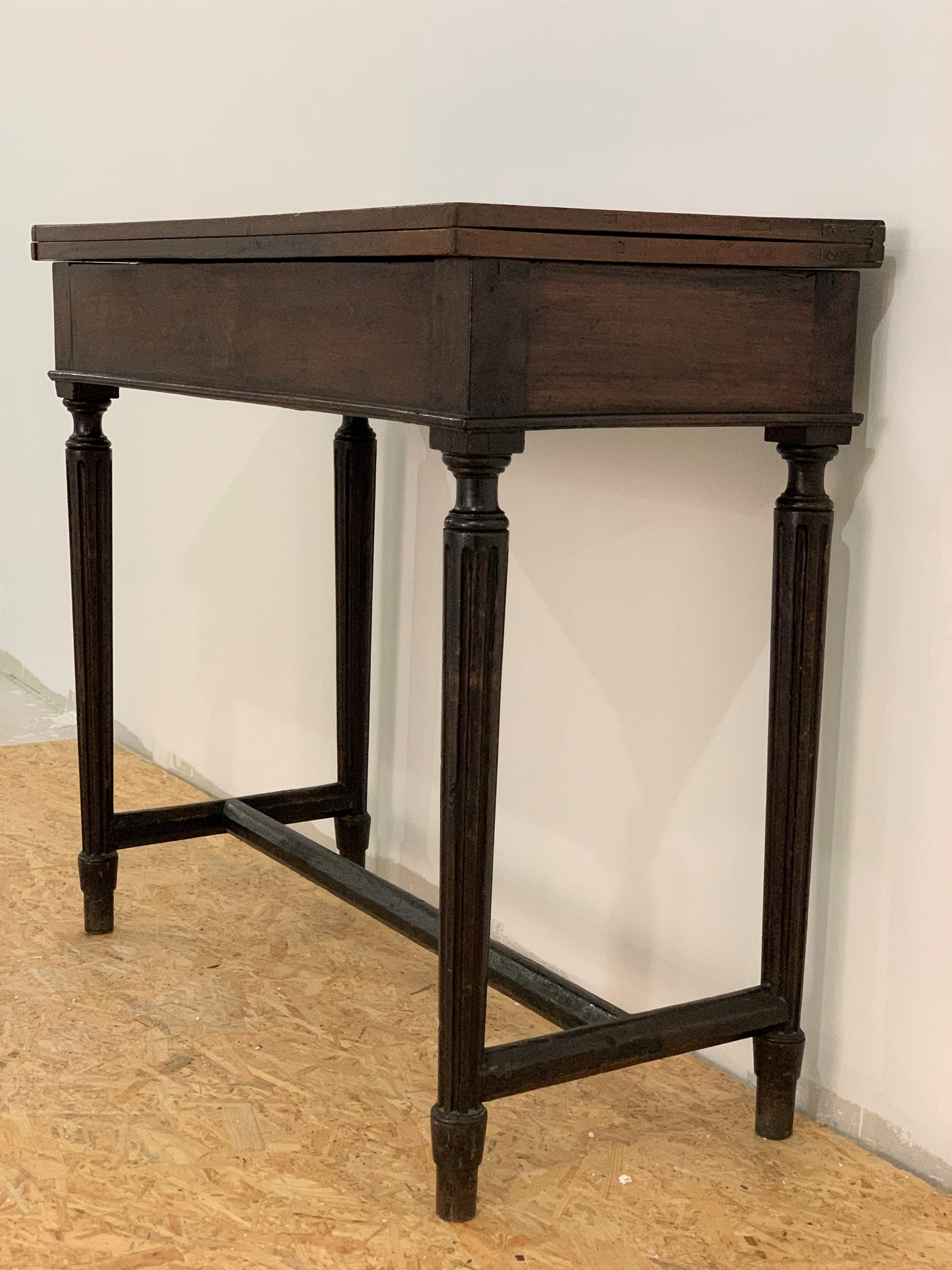 Walnut 19th Century French Fold over Mahogany Games or Tea Table For Sale