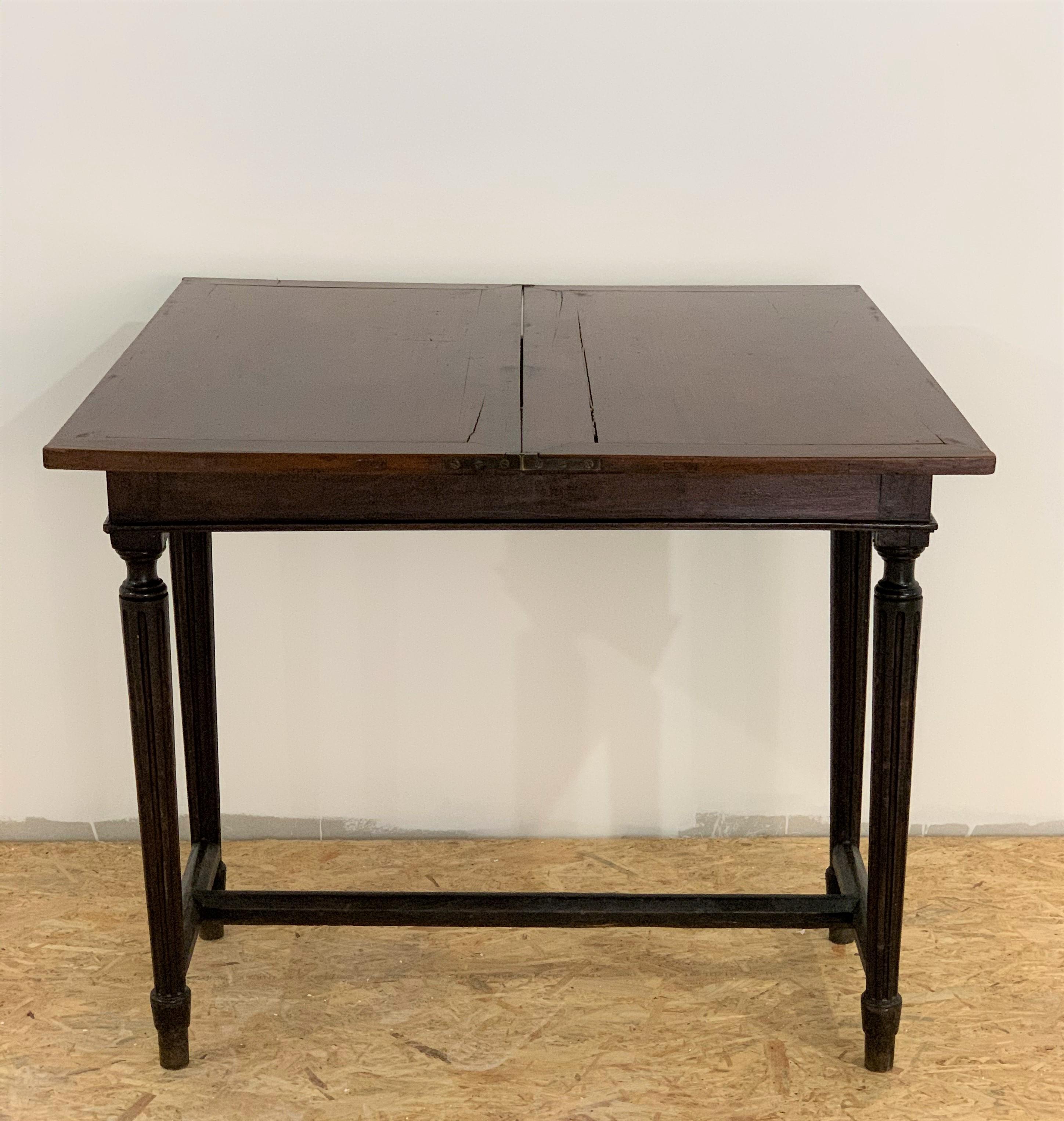 19th Century French Fold over Mahogany Games or Tea Table For Sale 2