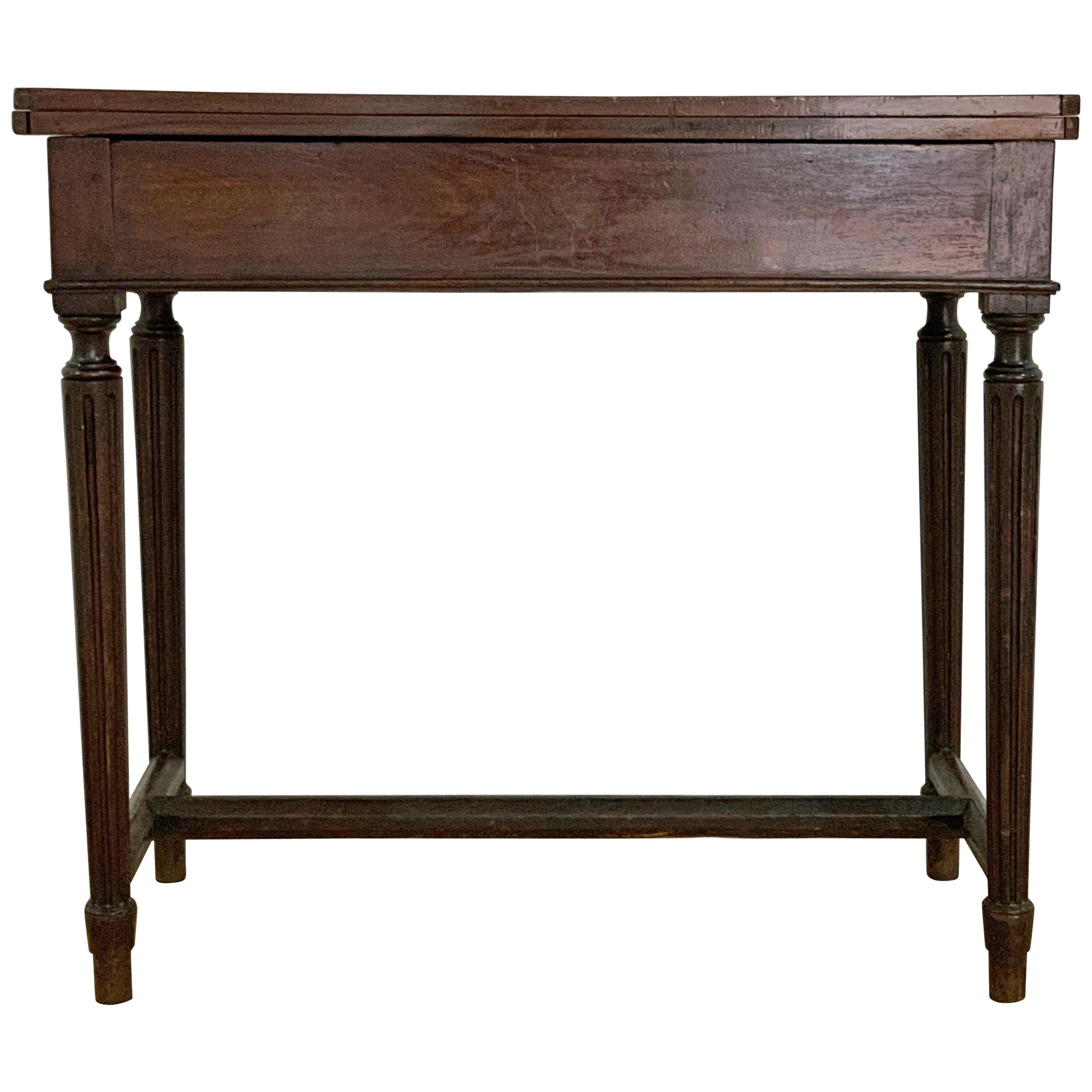 19th Century French Fold over Mahogany Games or Tea Table For Sale