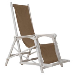 19th Century French Folding Director Chair with Tan Canvas Seat