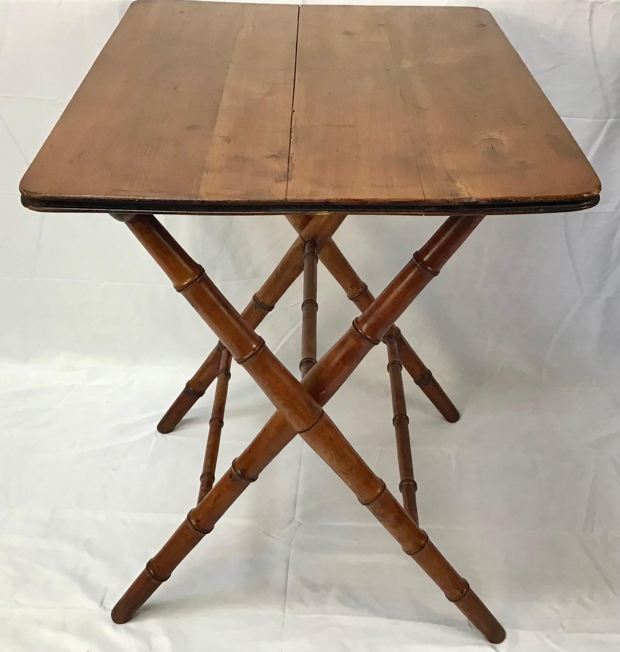 Campaign 19th Century French Folding Faux Bamboo Table