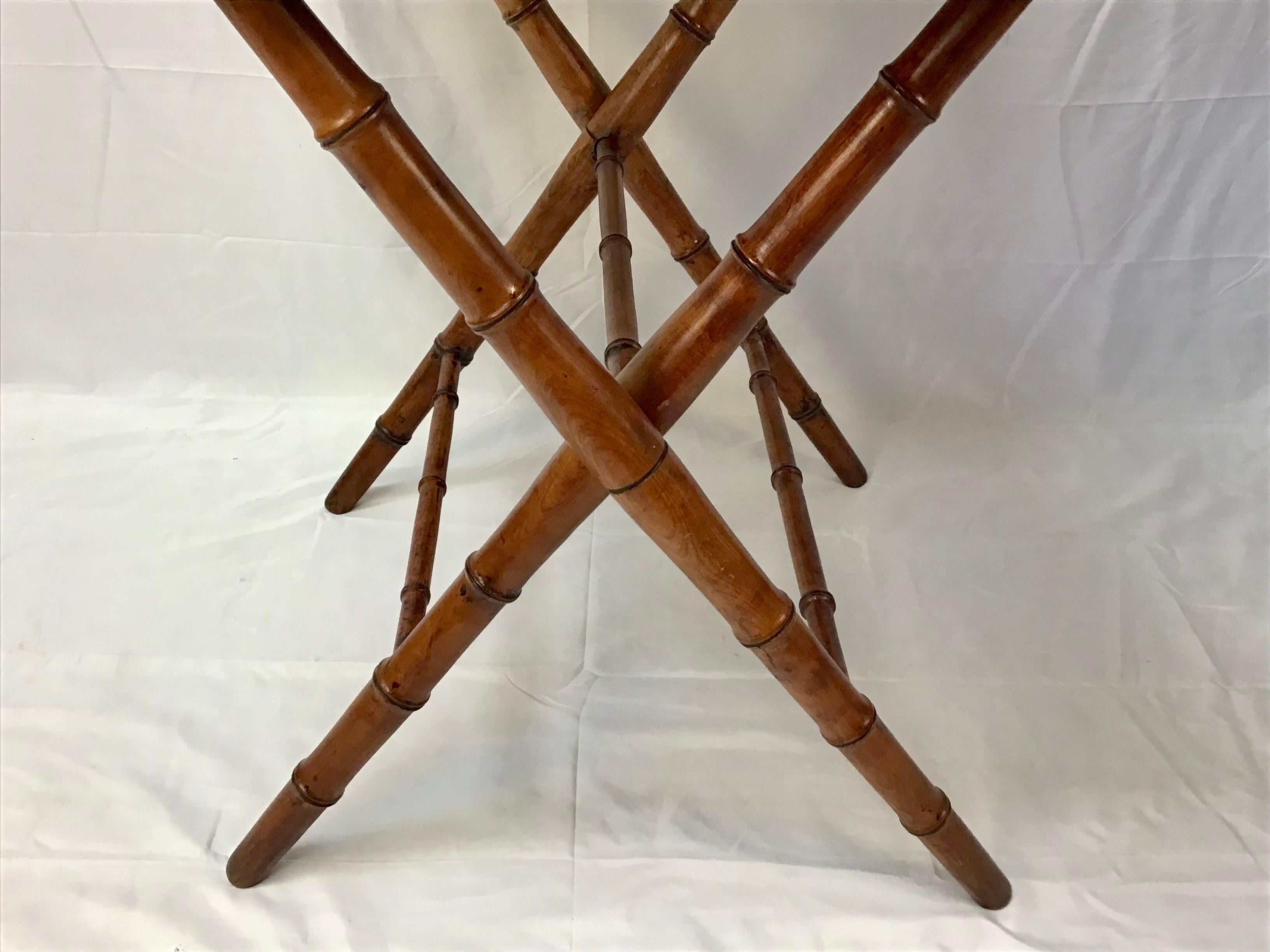 19th Century French Folding Faux Bamboo Table In Good Condition In Bradenton, FL