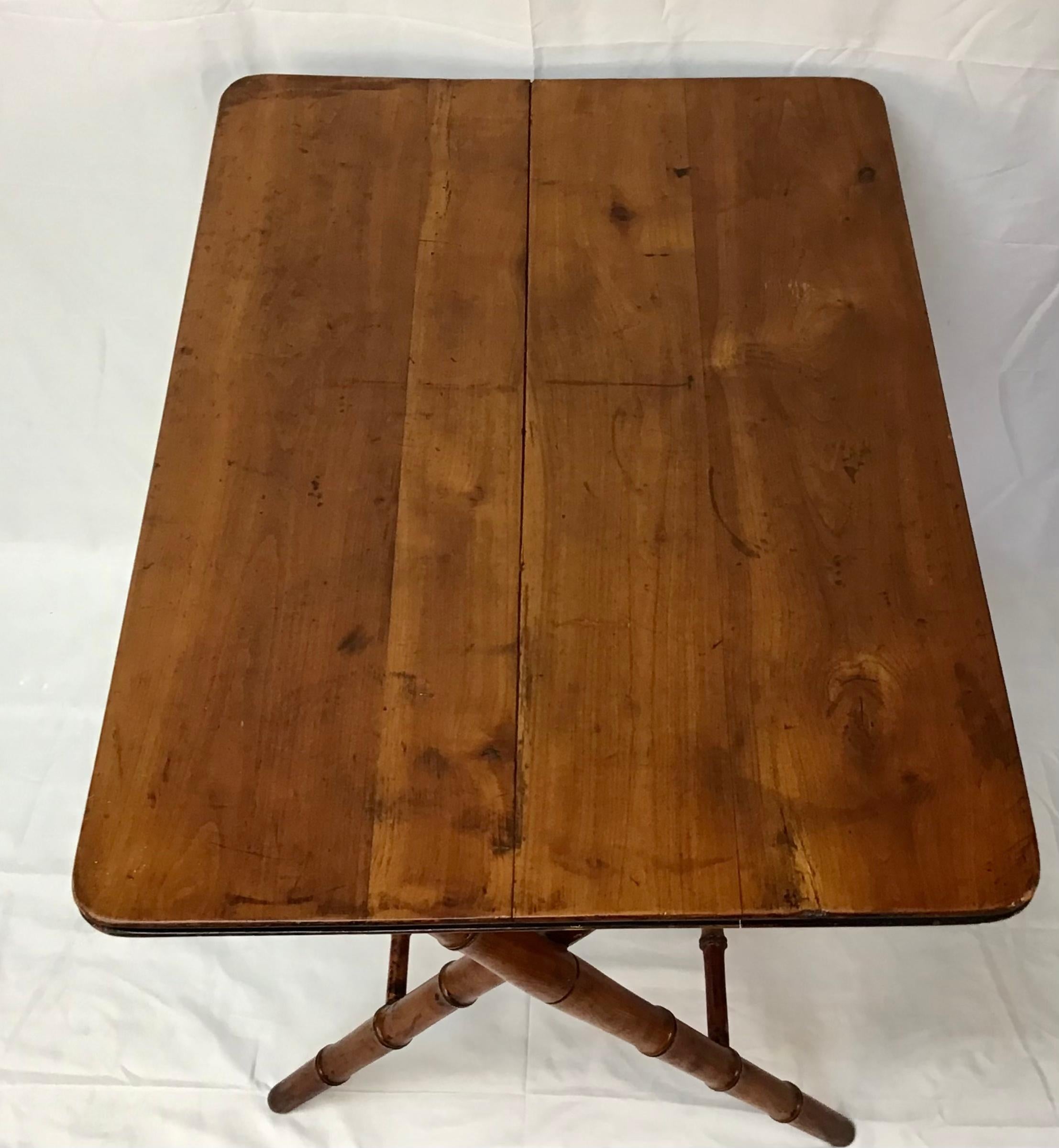 19th Century French Folding Faux Bamboo Table 1