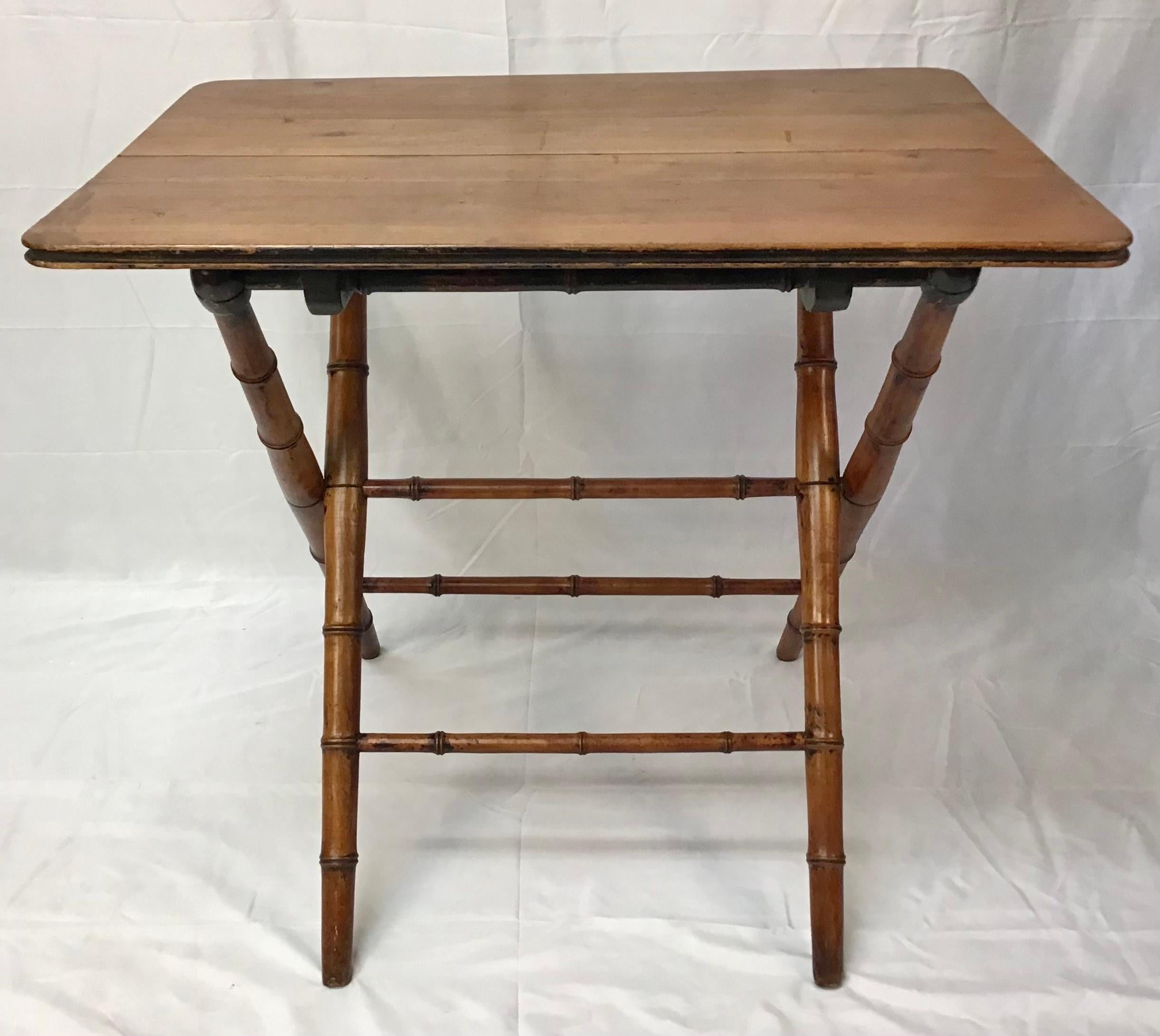 19th Century French Folding Faux Bamboo Table 3