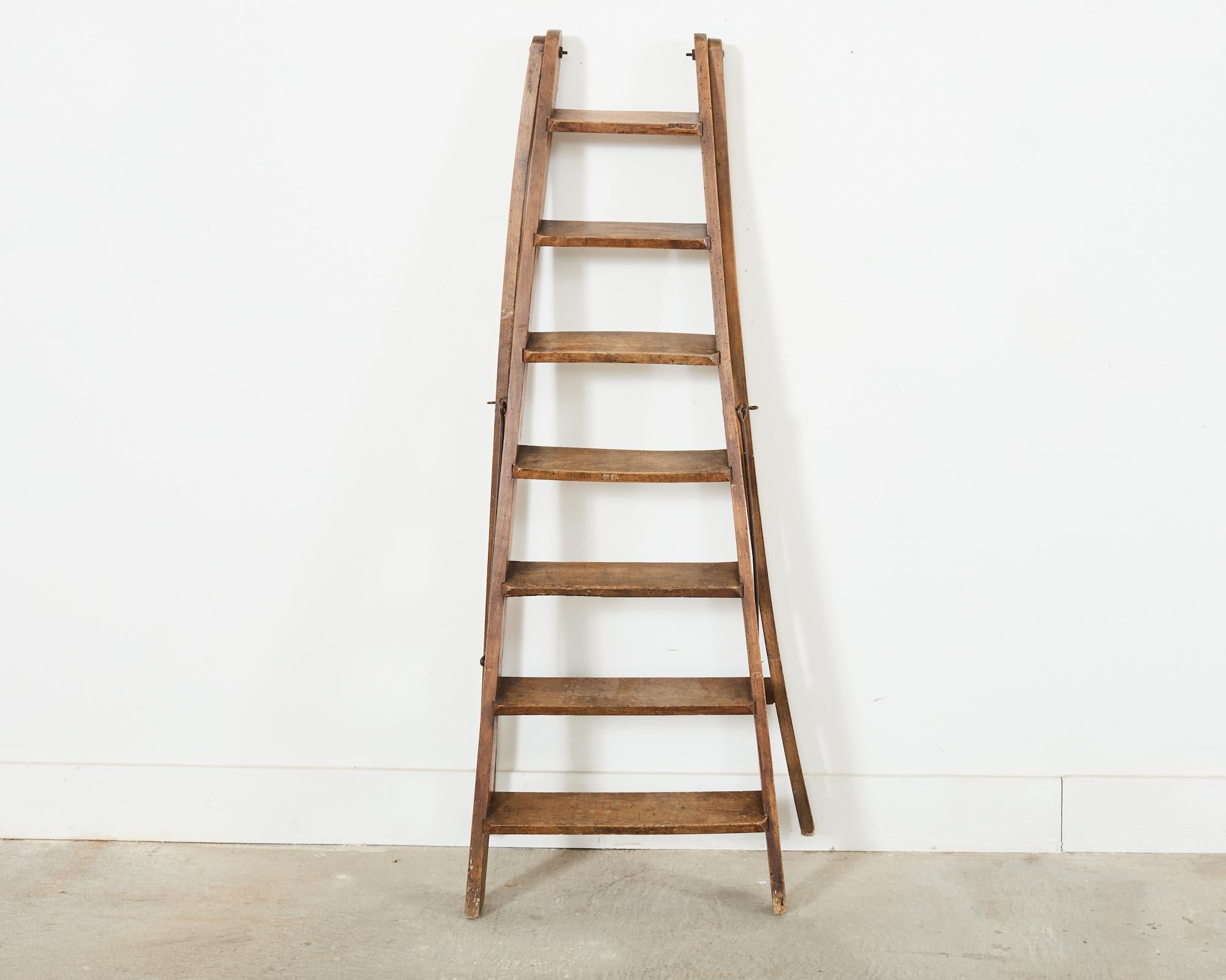 Iron 19th Century French Folding Library Step Ladder For Sale