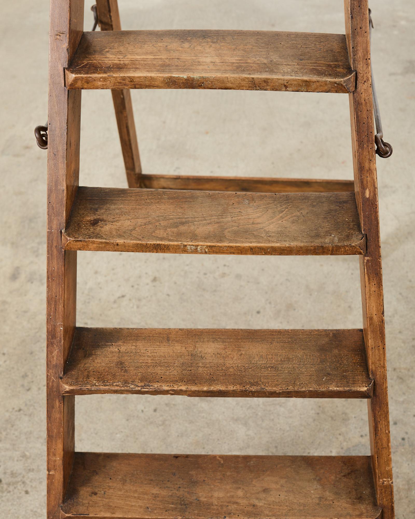 19th Century French Folding Library Step Ladder For Sale 2