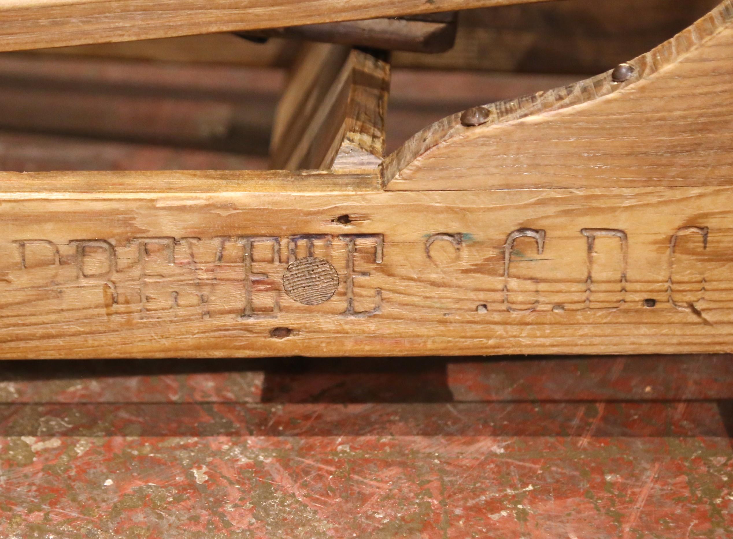 19th Century French Folding Pine Five-Step Ladder with Numbered Plaque For Sale 5