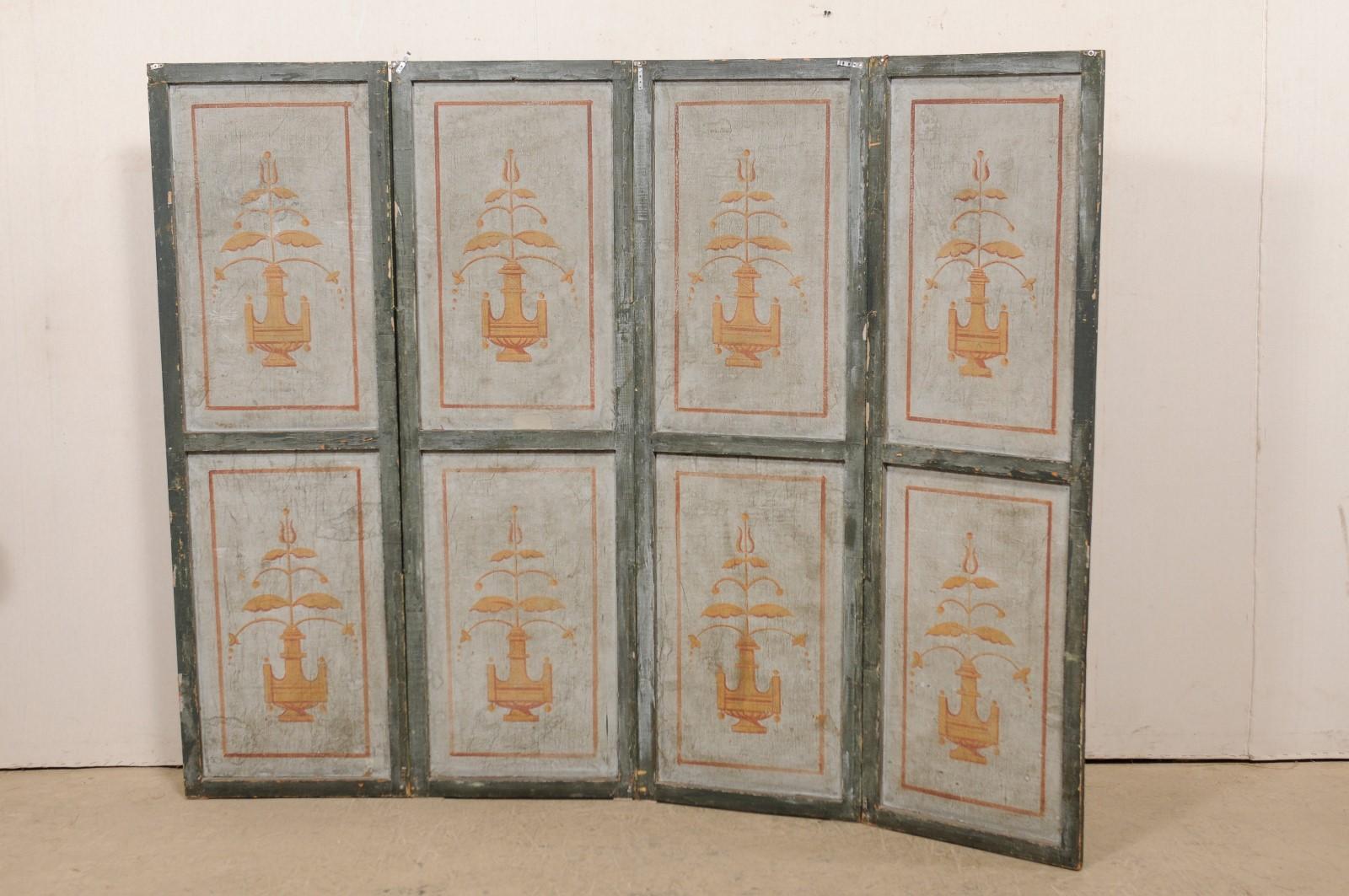 19th Century French Folding Screen with Original Hand-Painted Outdoor Scene For Sale 4