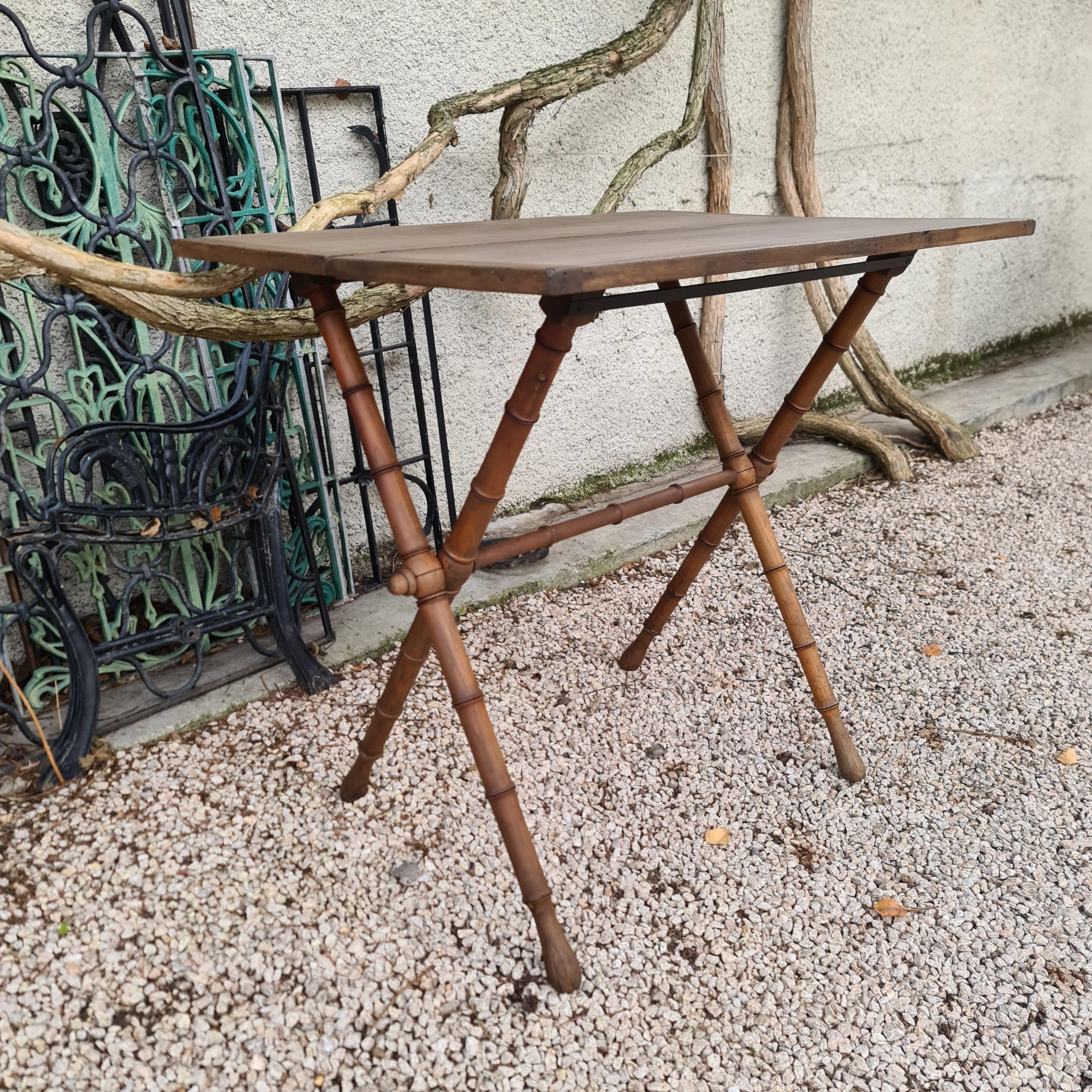 Other 19th century French folding table in faux bamboo