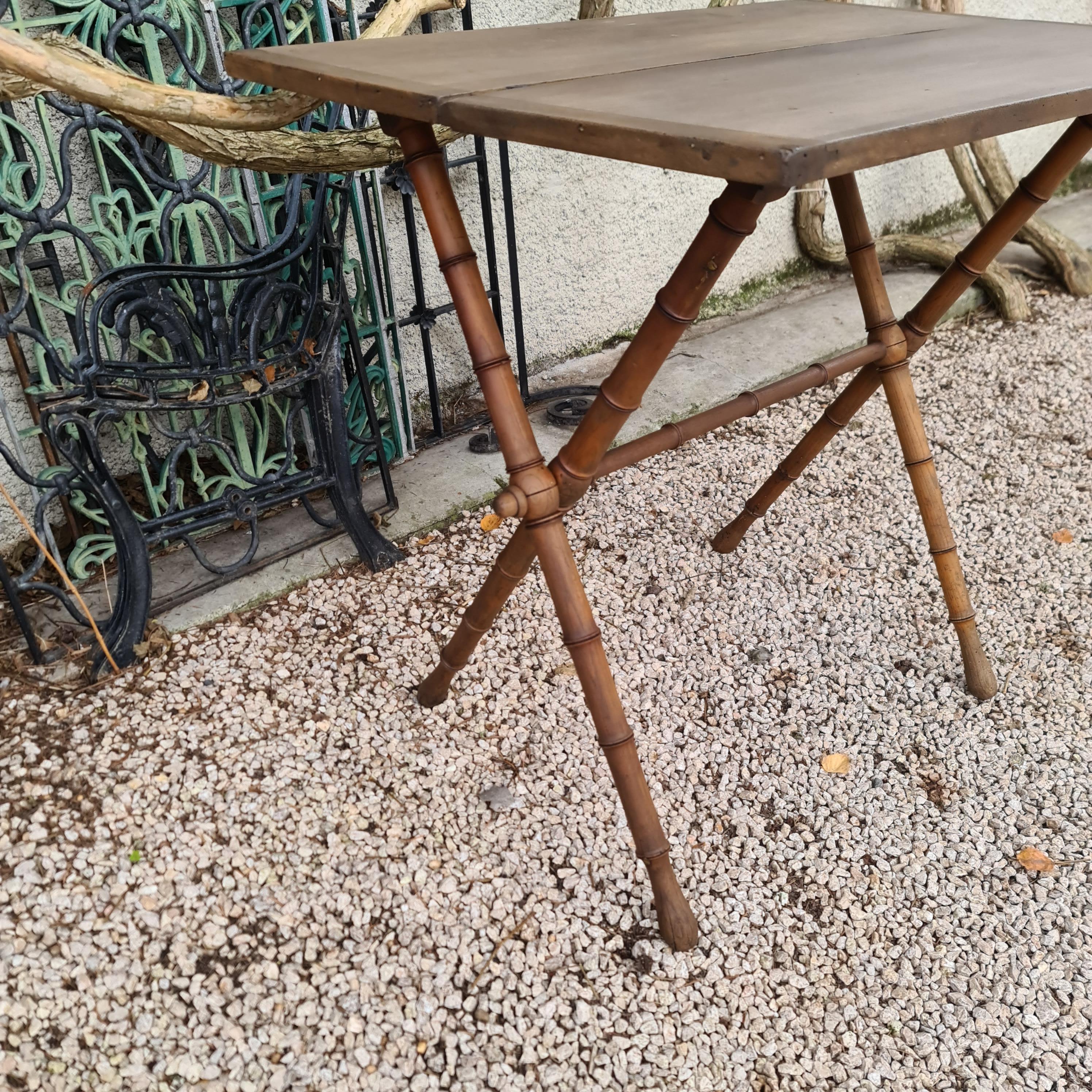 19th Century 19th century French folding table in faux bamboo