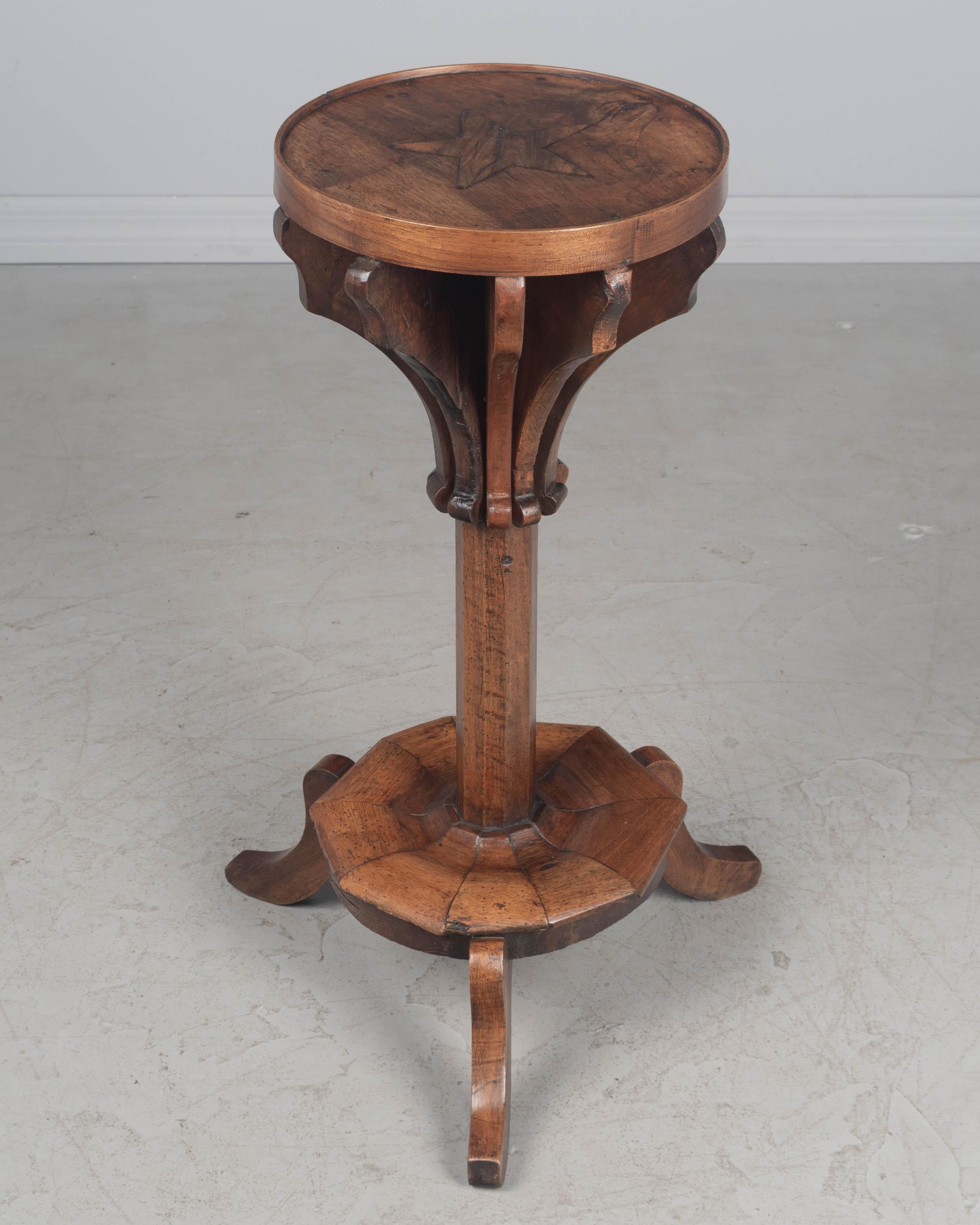 Hand-Carved 19th Century French Folk Art Accent Table For Sale